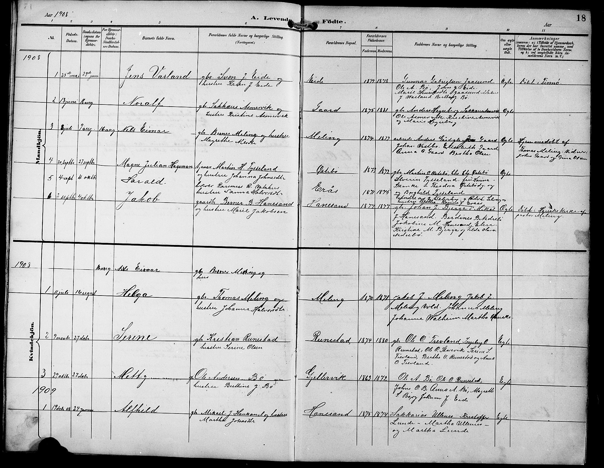 Finnøy sokneprestkontor, SAST/A-101825/H/Ha/Hab/L0005: Parish register (copy) no. B 5, 1891-1916, p. 18