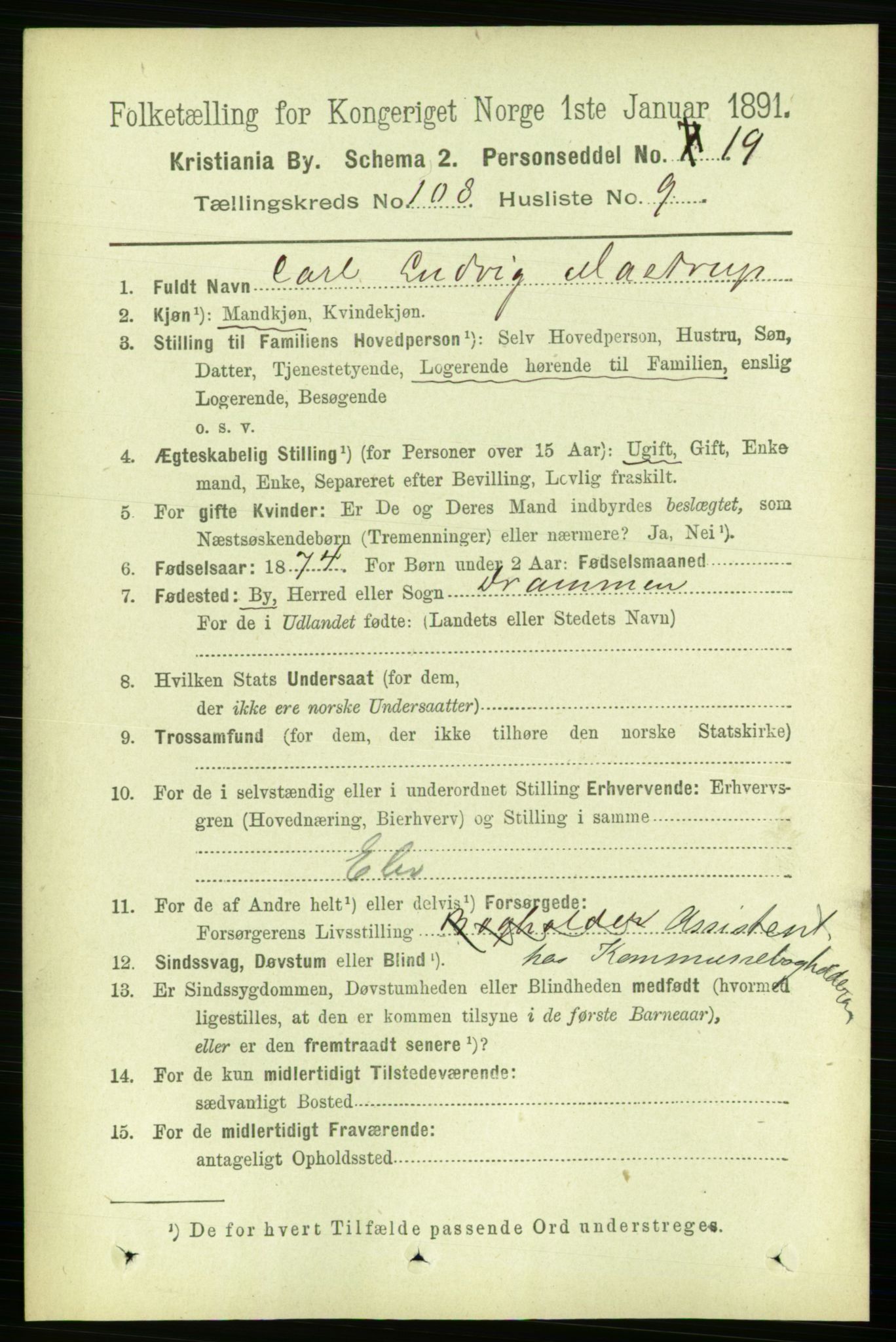 RA, 1891 census for 0301 Kristiania, 1891, p. 55752