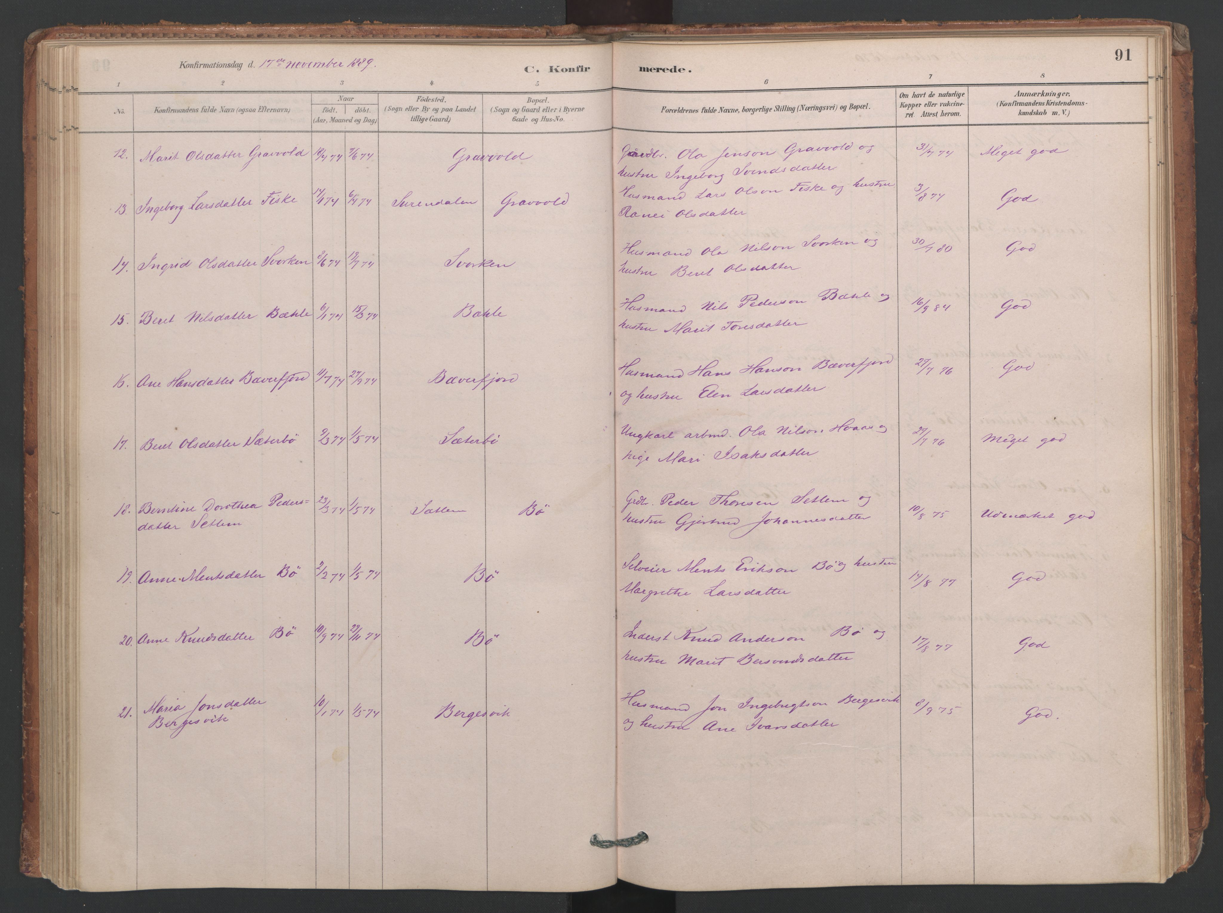 Ministerialprotokoller, klokkerbøker og fødselsregistre - Møre og Romsdal, AV/SAT-A-1454/594/L1036: Parish register (official) no. 594A02 (?), 1879-1910, p. 91