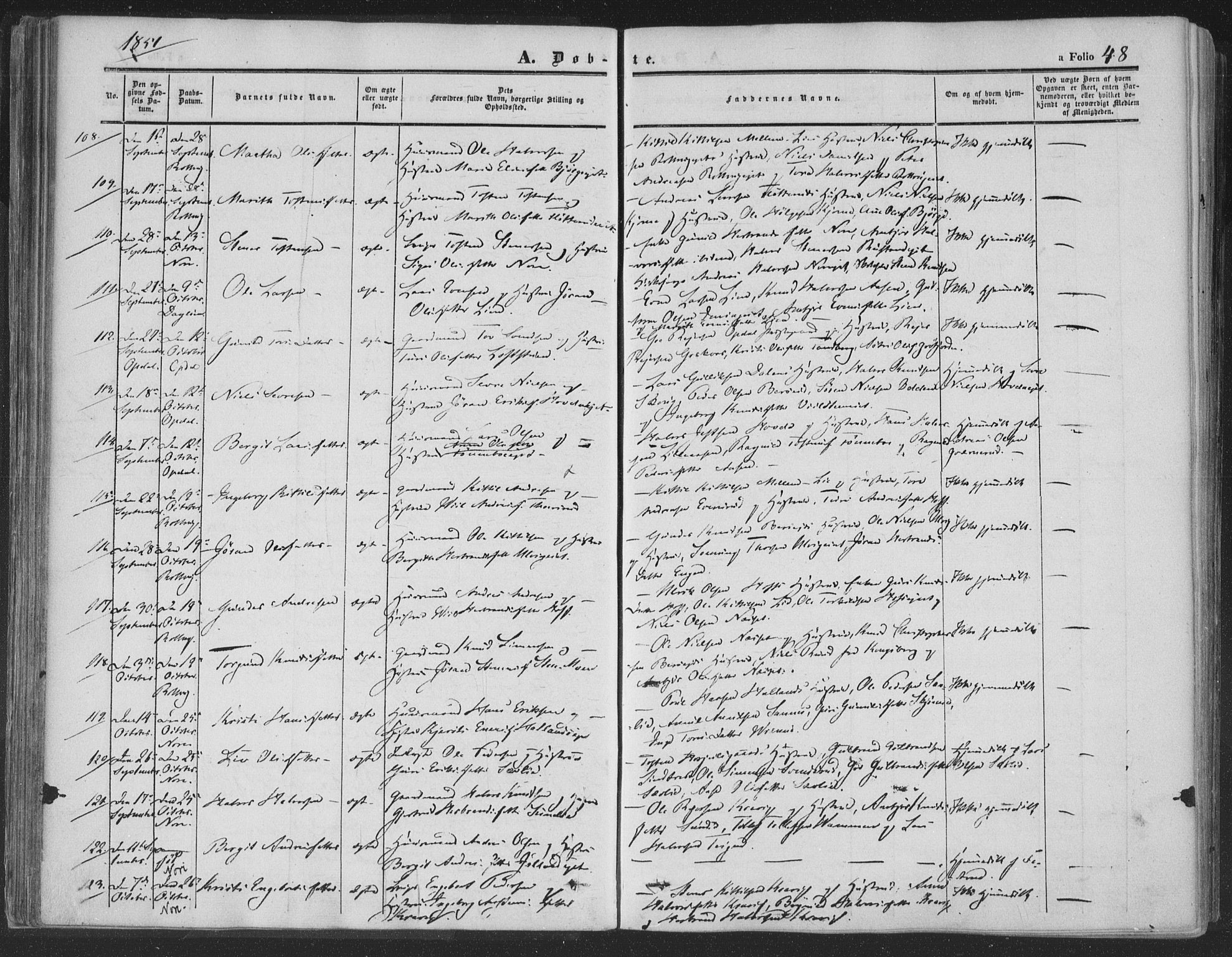 Rollag kirkebøker, AV/SAKO-A-240/F/Fa/L0008: Parish register (official) no. I 8, 1847-1860, p. 48