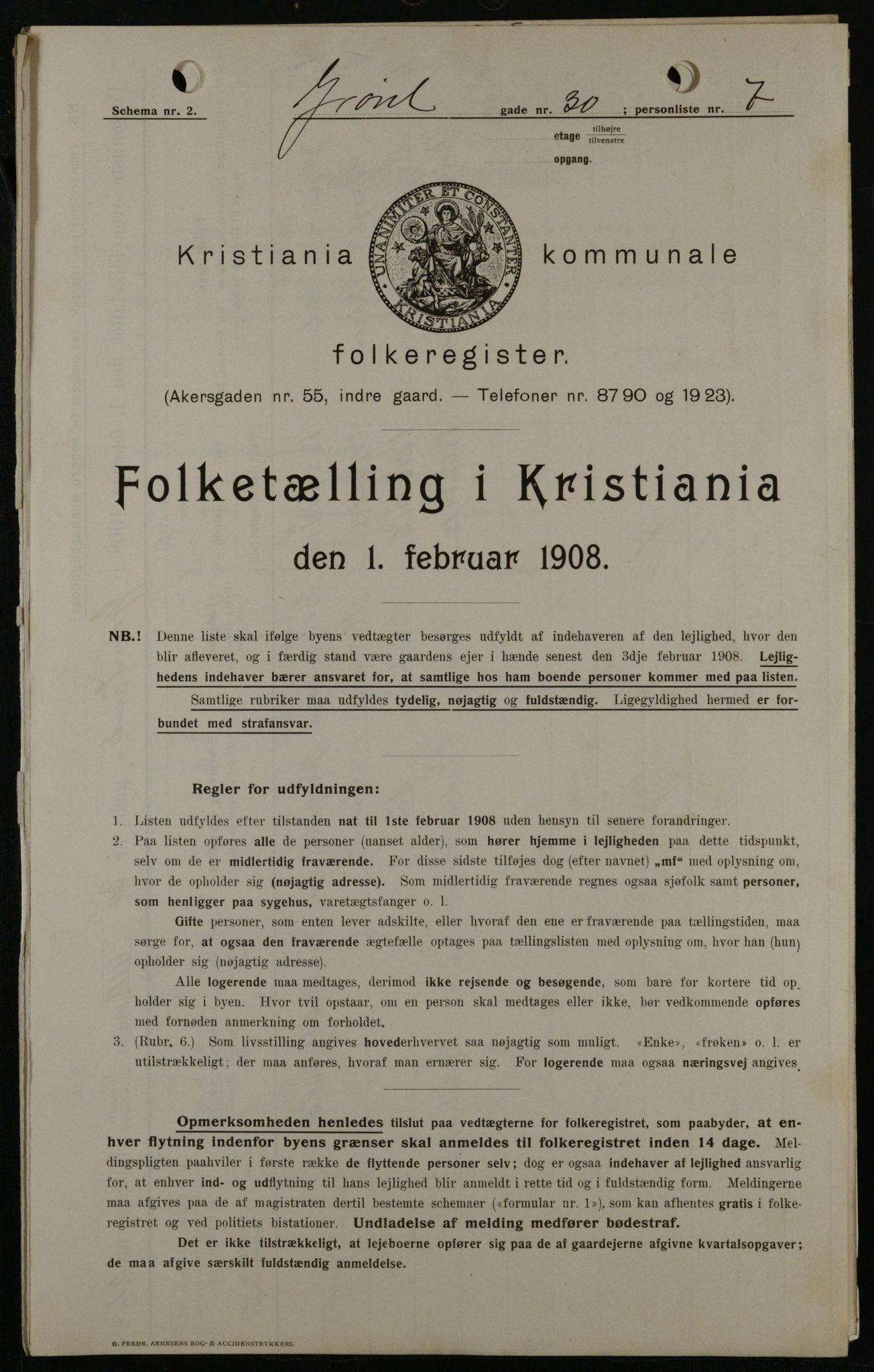 OBA, Municipal Census 1908 for Kristiania, 1908, p. 28451