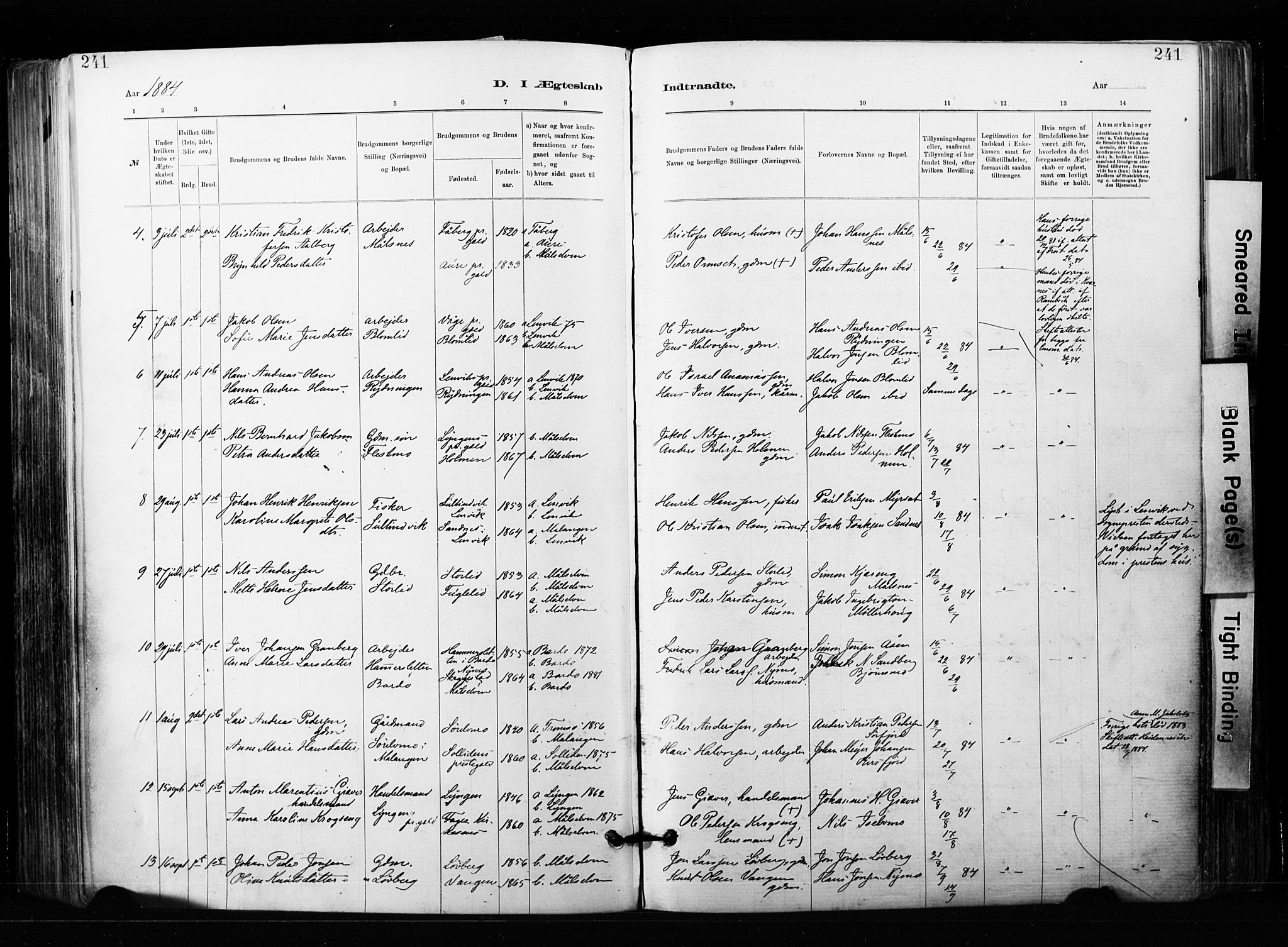 Målselv sokneprestembete, SATØ/S-1311/G/Ga/Gaa/L0007kirke: Parish register (official) no. 7, 1884-1903, p. 241