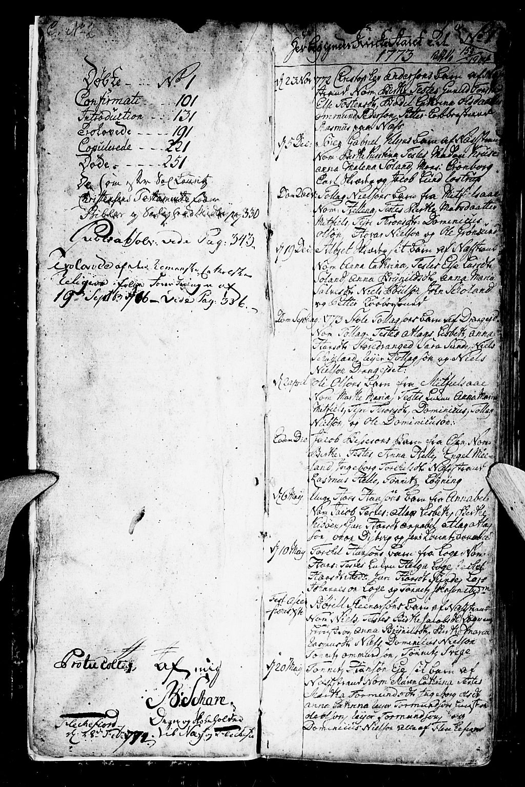 Flekkefjord sokneprestkontor, SAK/1111-0012/F/Fb/Fbc/L0001: Parish register (copy) no. B 1, 1773-1801, p. 1-2