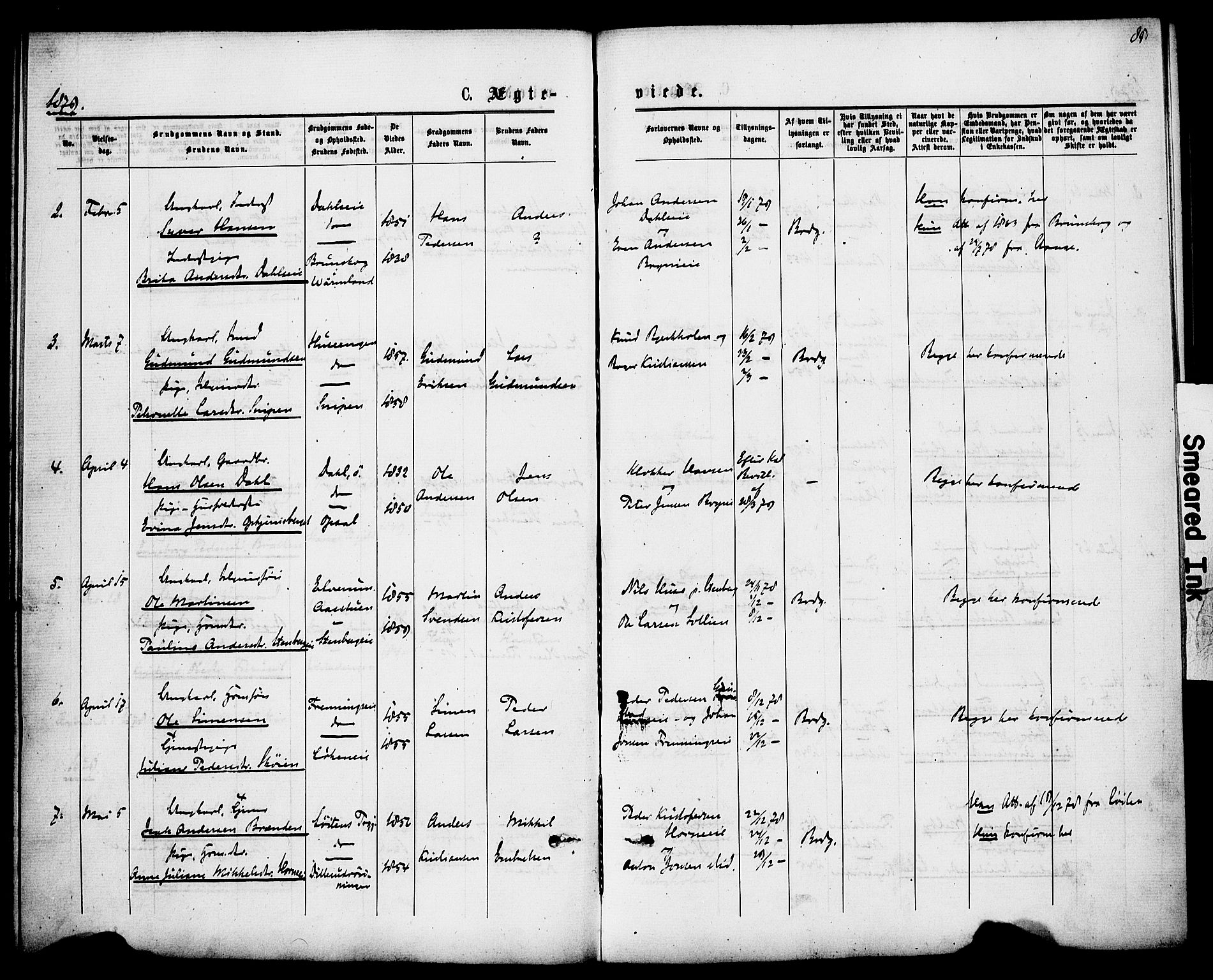 Romedal prestekontor, SAH/PREST-004/K/L0007: Parish register (official) no. 7, 1875-1879, p. 85