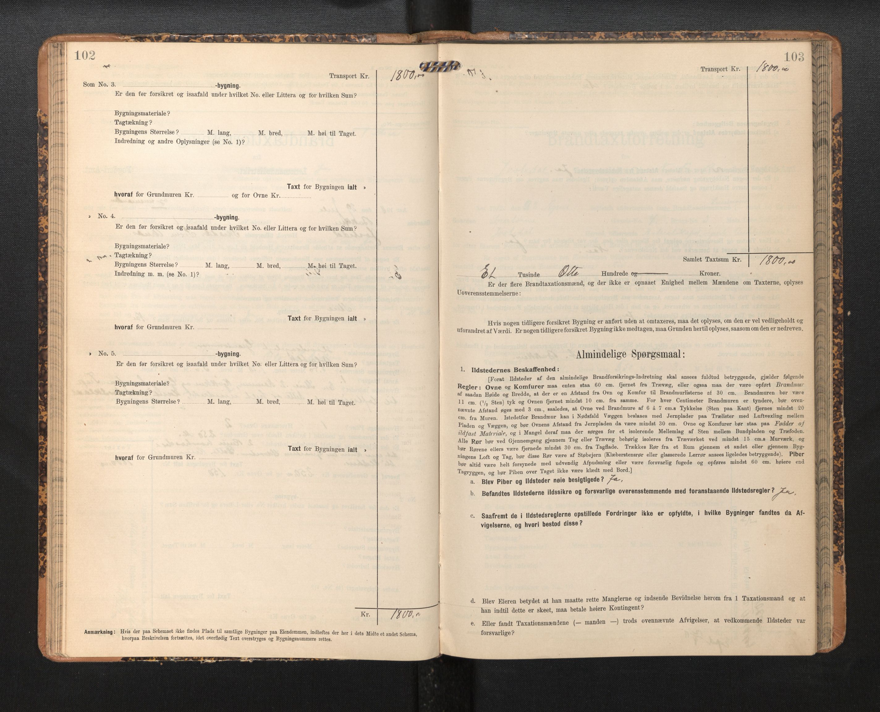Lensmannen i Jostedal, SAB/A-28601/0012/L0004: Branntakstprotokoll, skjematakst, 1906-1919, p. 102-103
