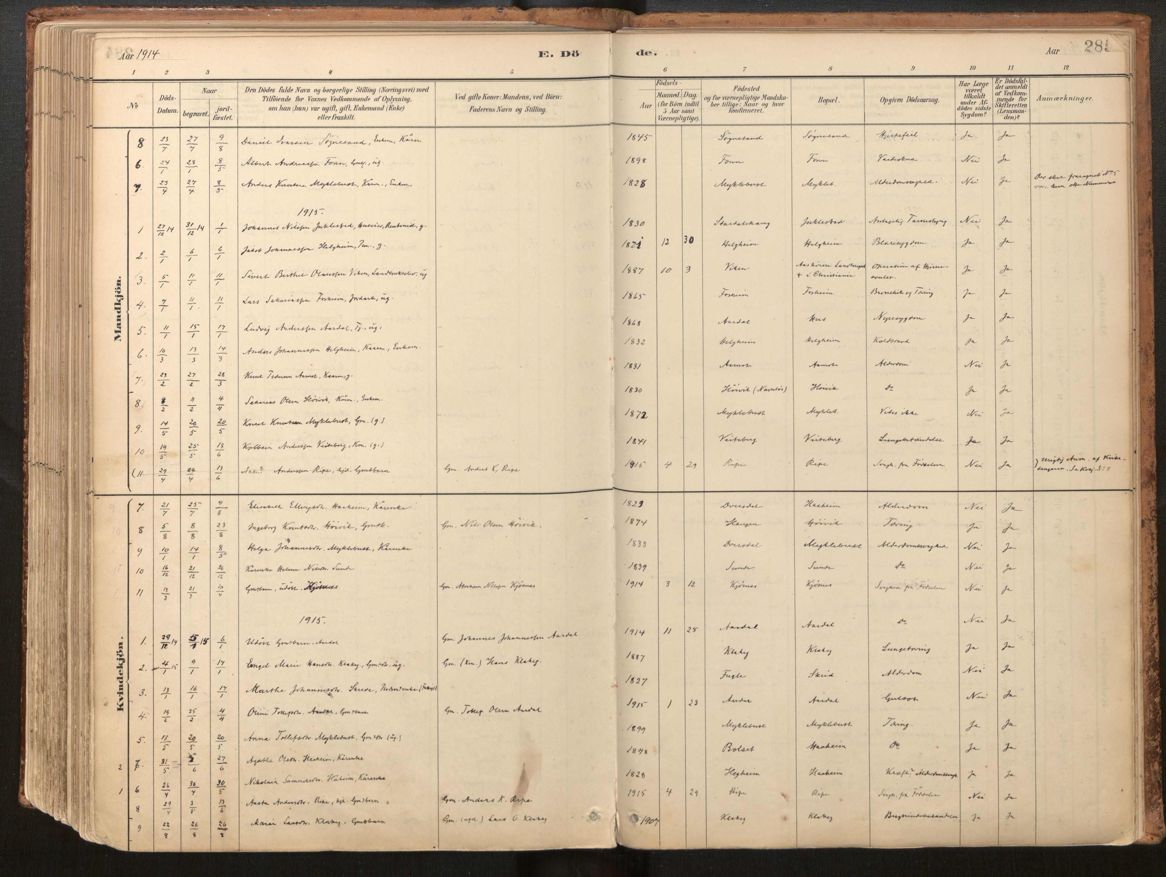 Jølster sokneprestembete, SAB/A-80701/H/Haa/Haac/L0001: Parish register (official) no. C 1, 1882-1928, p. 285