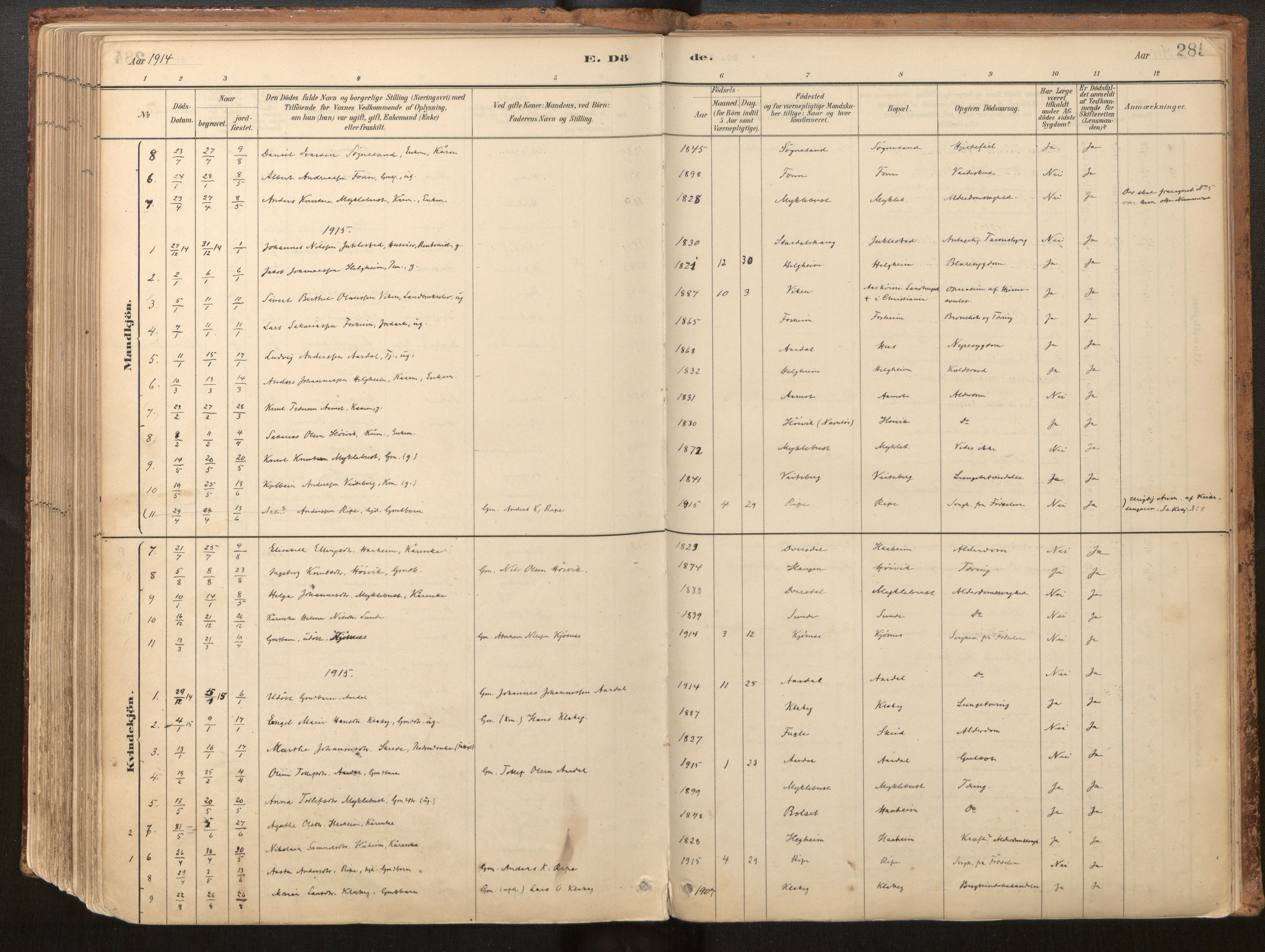 Jølster sokneprestembete, AV/SAB-A-80701/H/Haa/Haac/L0001: Parish register (official) no. C 1, 1882-1928, p. 285