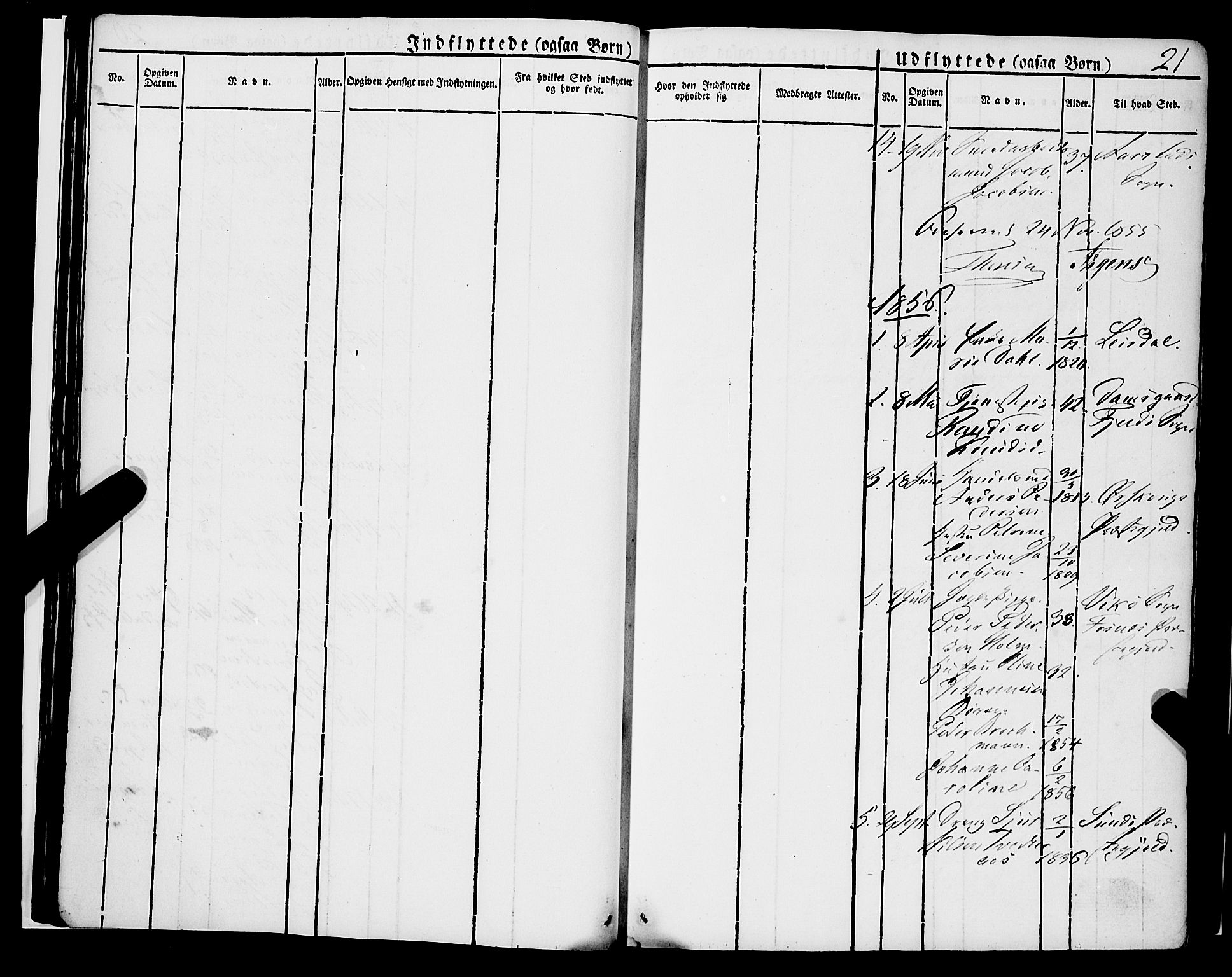 Korskirken sokneprestembete, SAB/A-76101/H/Haa/L0050: Parish register (official) no. F 1, 1821-1869, p. 21