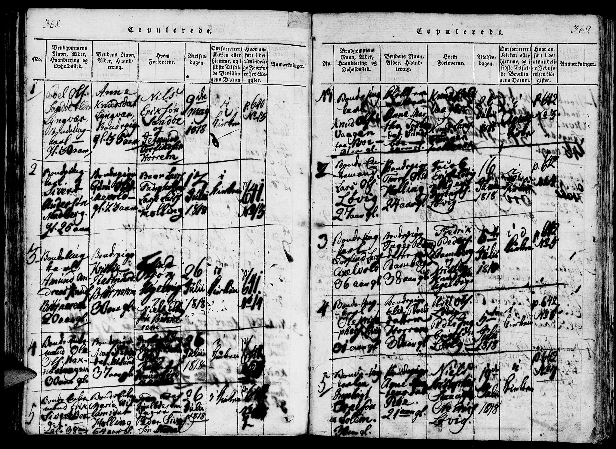 Ministerialprotokoller, klokkerbøker og fødselsregistre - Møre og Romsdal, SAT/A-1454/560/L0718: Parish register (official) no. 560A02, 1817-1844, p. 368-369