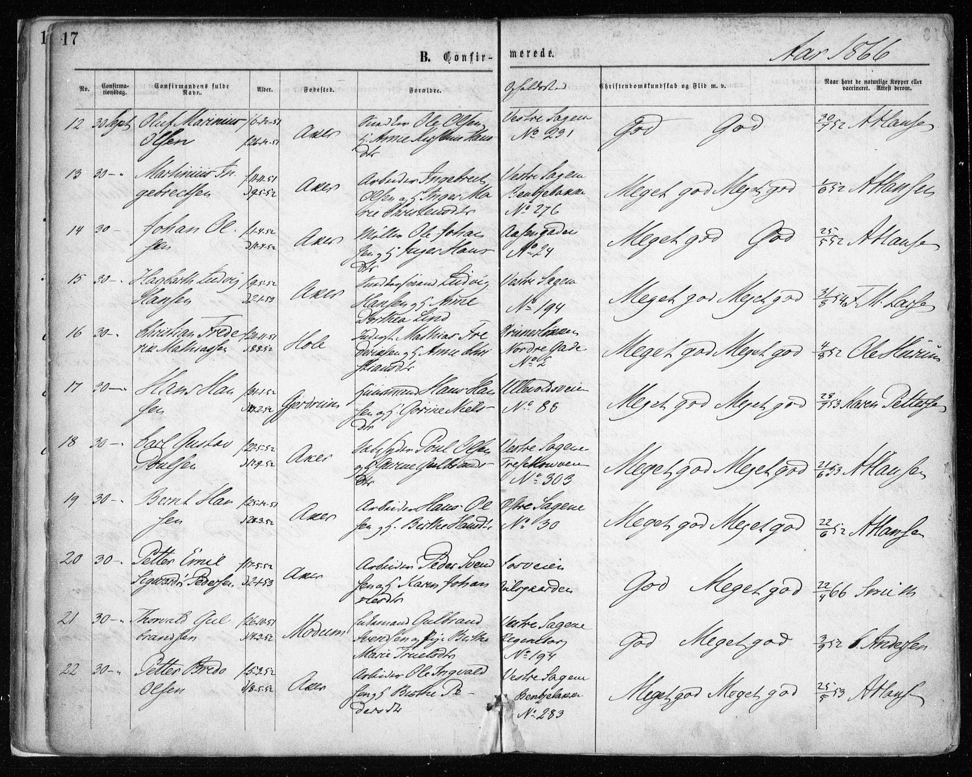 Gamle Aker prestekontor Kirkebøker, AV/SAO-A-10617a/F/L0003: Parish register (official) no. 3, 1865-1873, p. 17