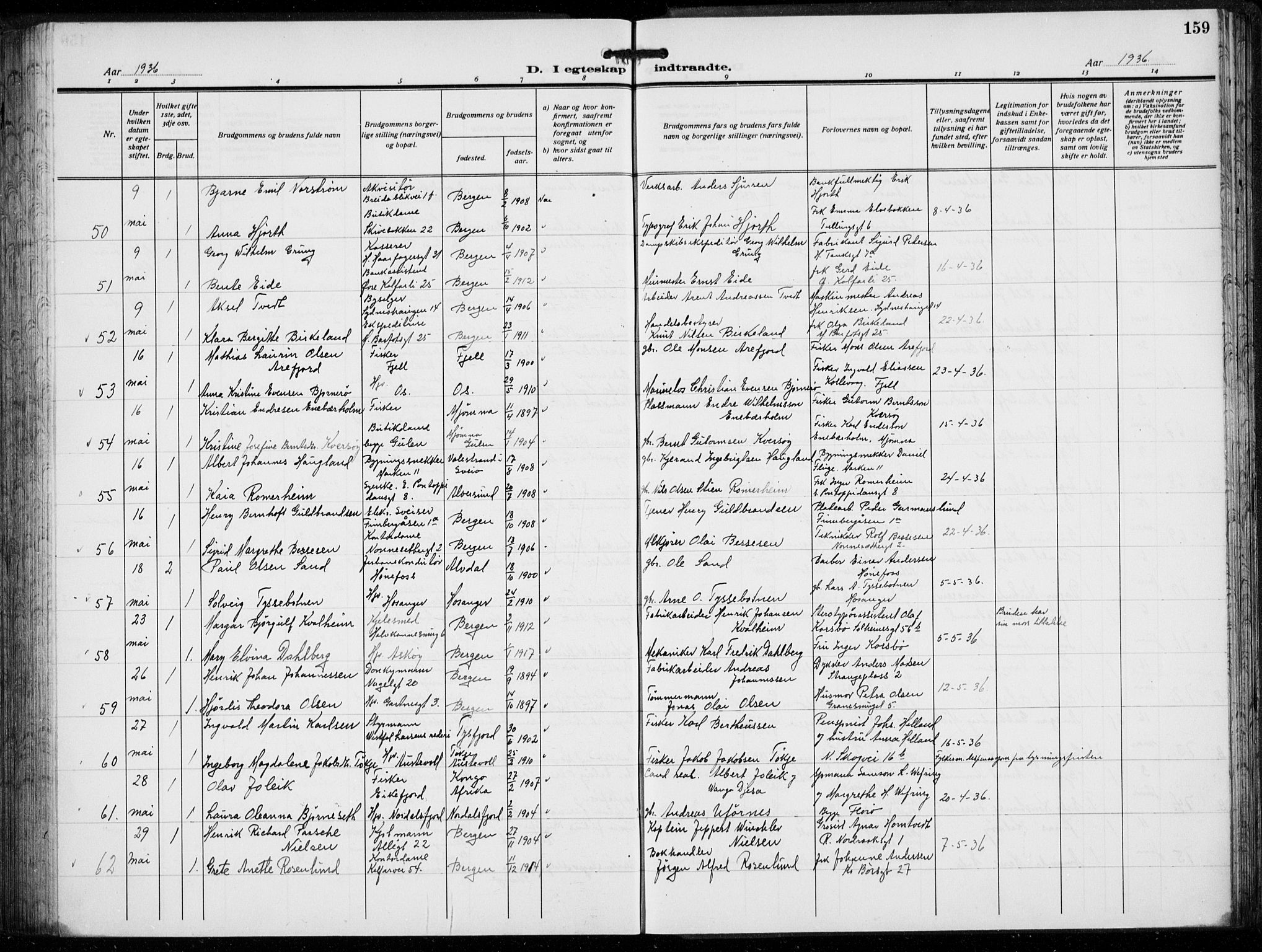 Domkirken sokneprestembete, AV/SAB-A-74801/H/Hab/L0034: Parish register (copy) no. D 6, 1924-1941, p. 159