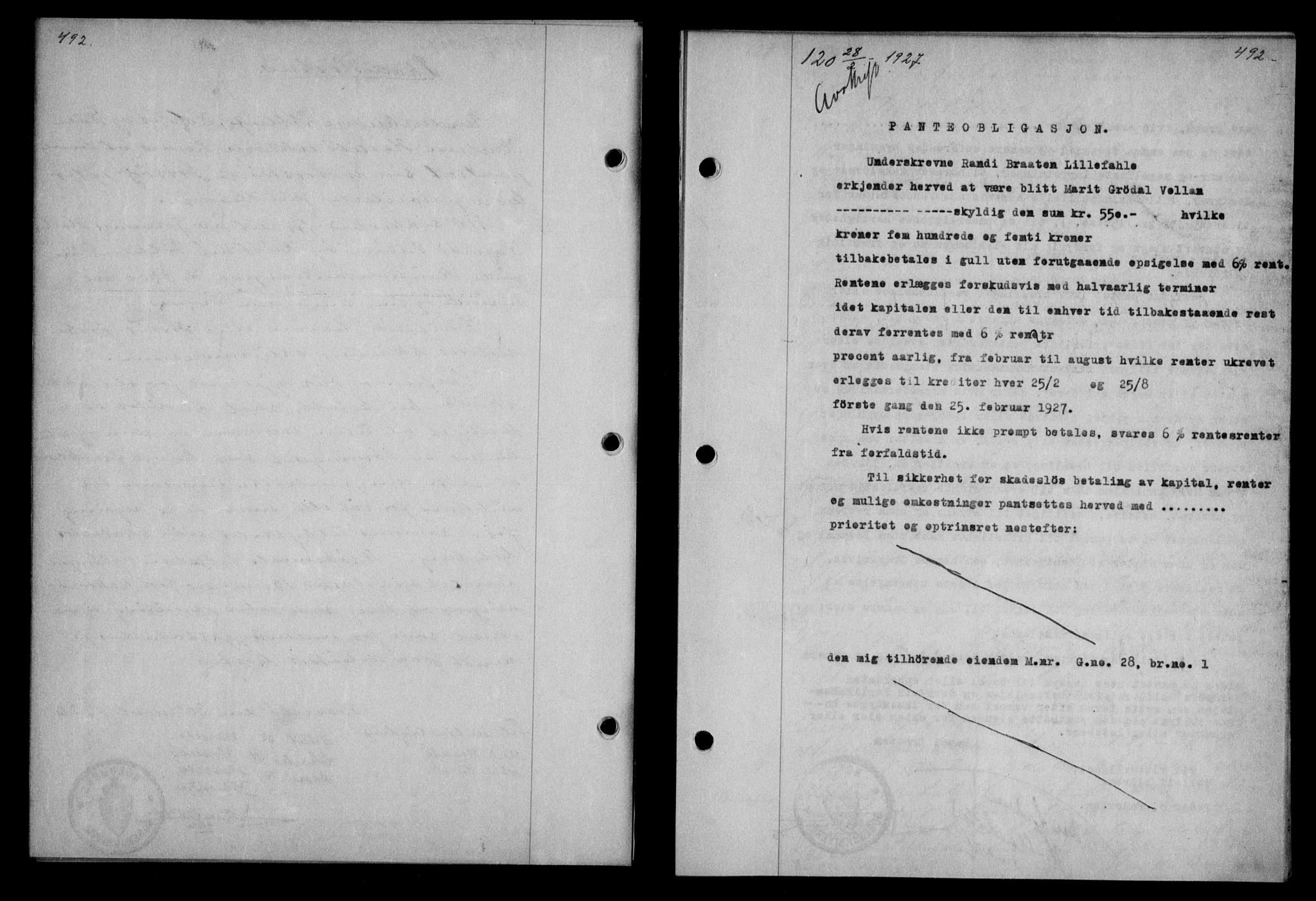 Nordmøre sorenskriveri, AV/SAT-A-4132/1/2/2Ca/L0061: Mortgage book no. 51, 1926-1927, Deed date: 28.02.1927