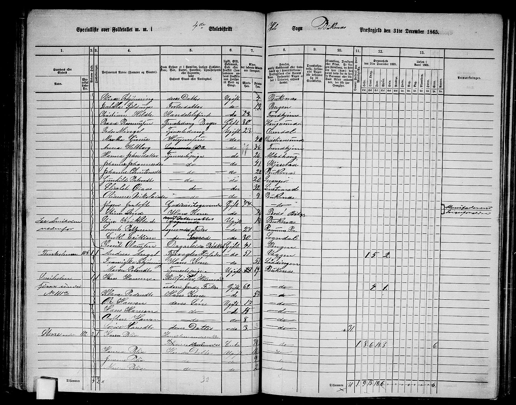 RA, 1865 census for Buksnes, 1865, p. 95