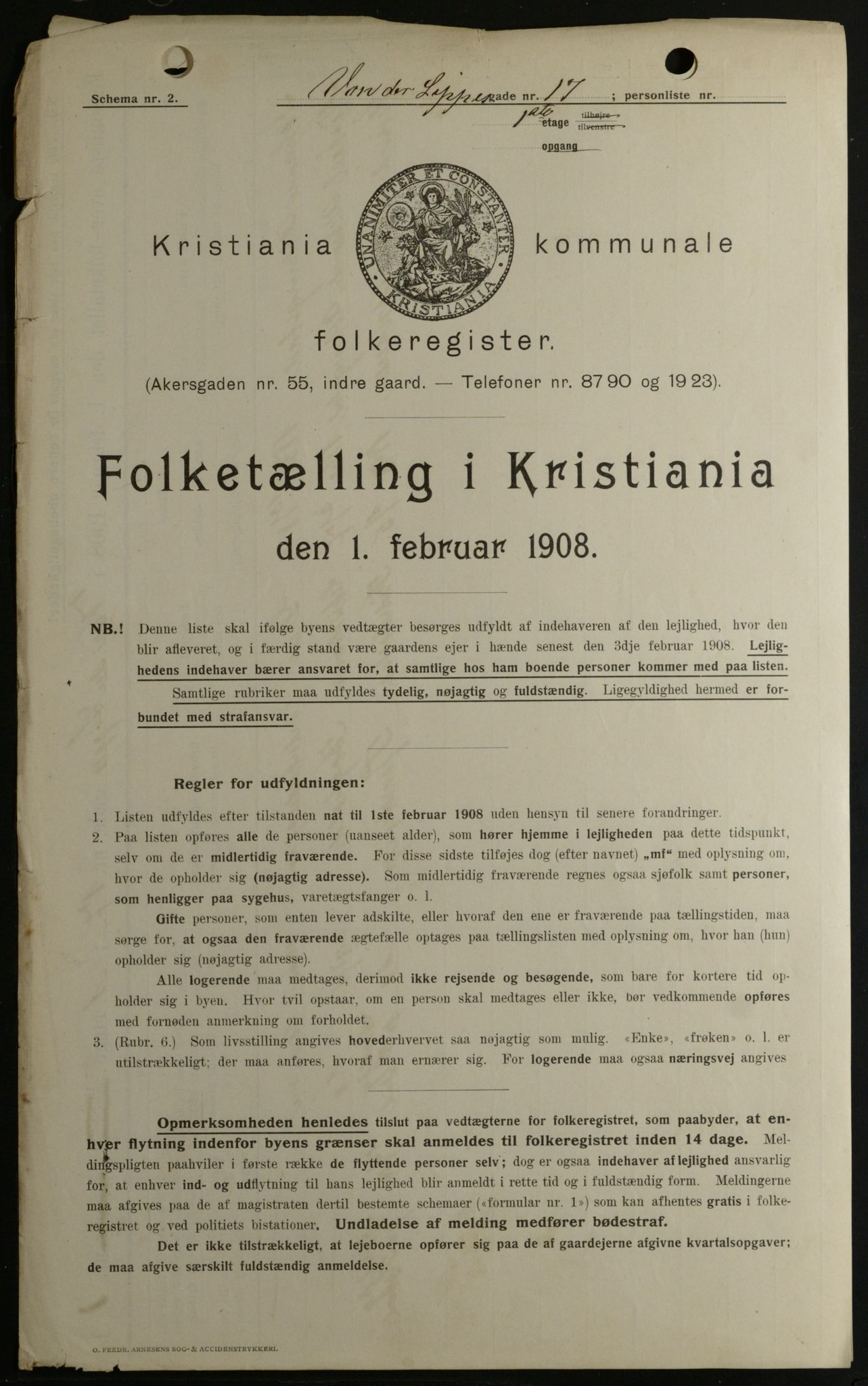 OBA, Municipal Census 1908 for Kristiania, 1908, p. 112571