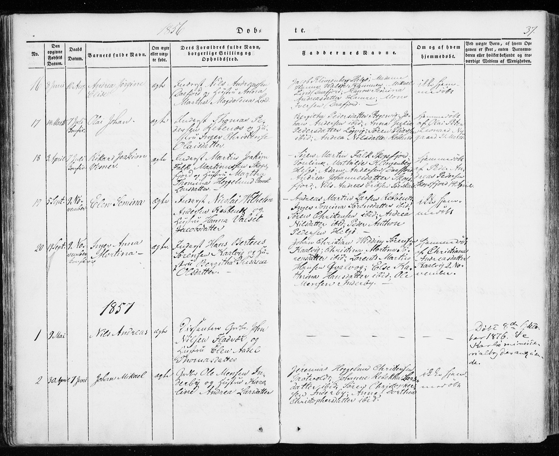 Karlsøy sokneprestembete, SATØ/S-1299/H/Ha/Haa/L0009kirke: Parish register (official) no. 9, 1838-1867, p. 37