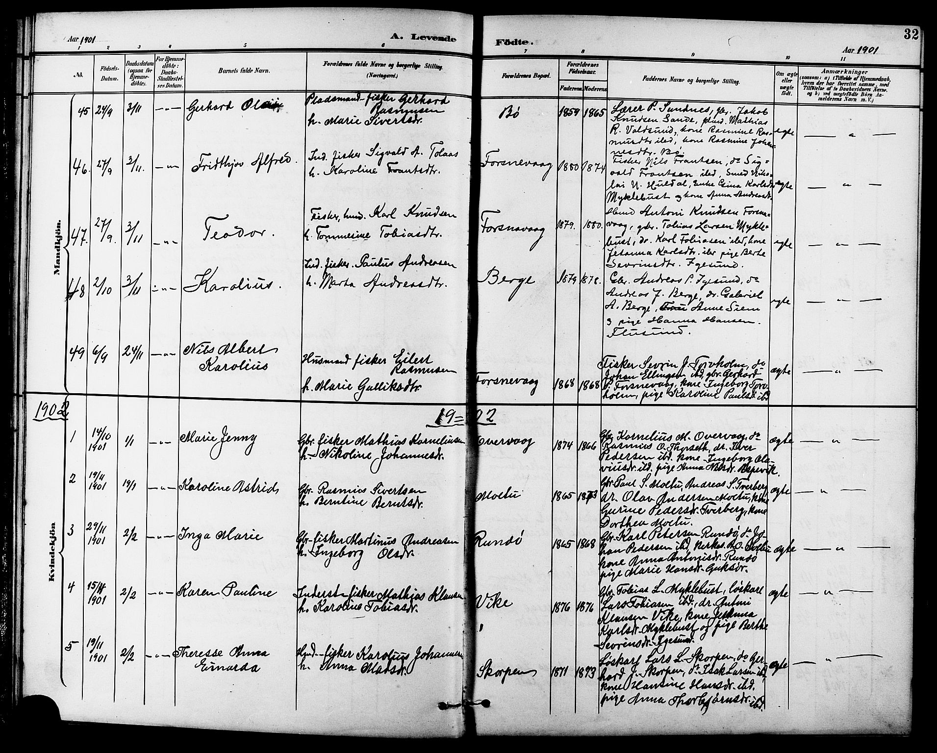 Ministerialprotokoller, klokkerbøker og fødselsregistre - Møre og Romsdal, SAT/A-1454/507/L0082: Parish register (copy) no. 507C05, 1896-1914, p. 32