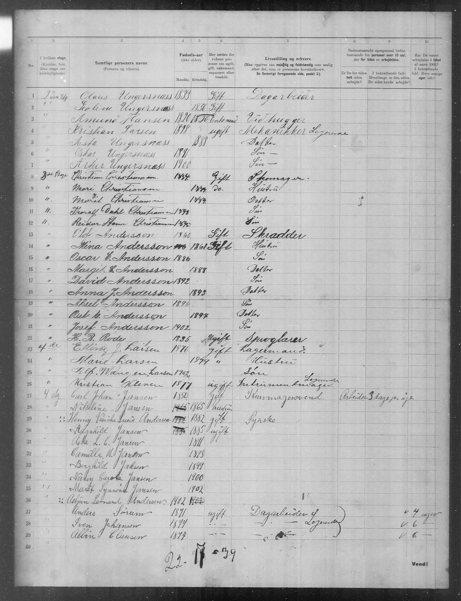 OBA, Municipal Census 1903 for Kristiania, 1903, p. 15168