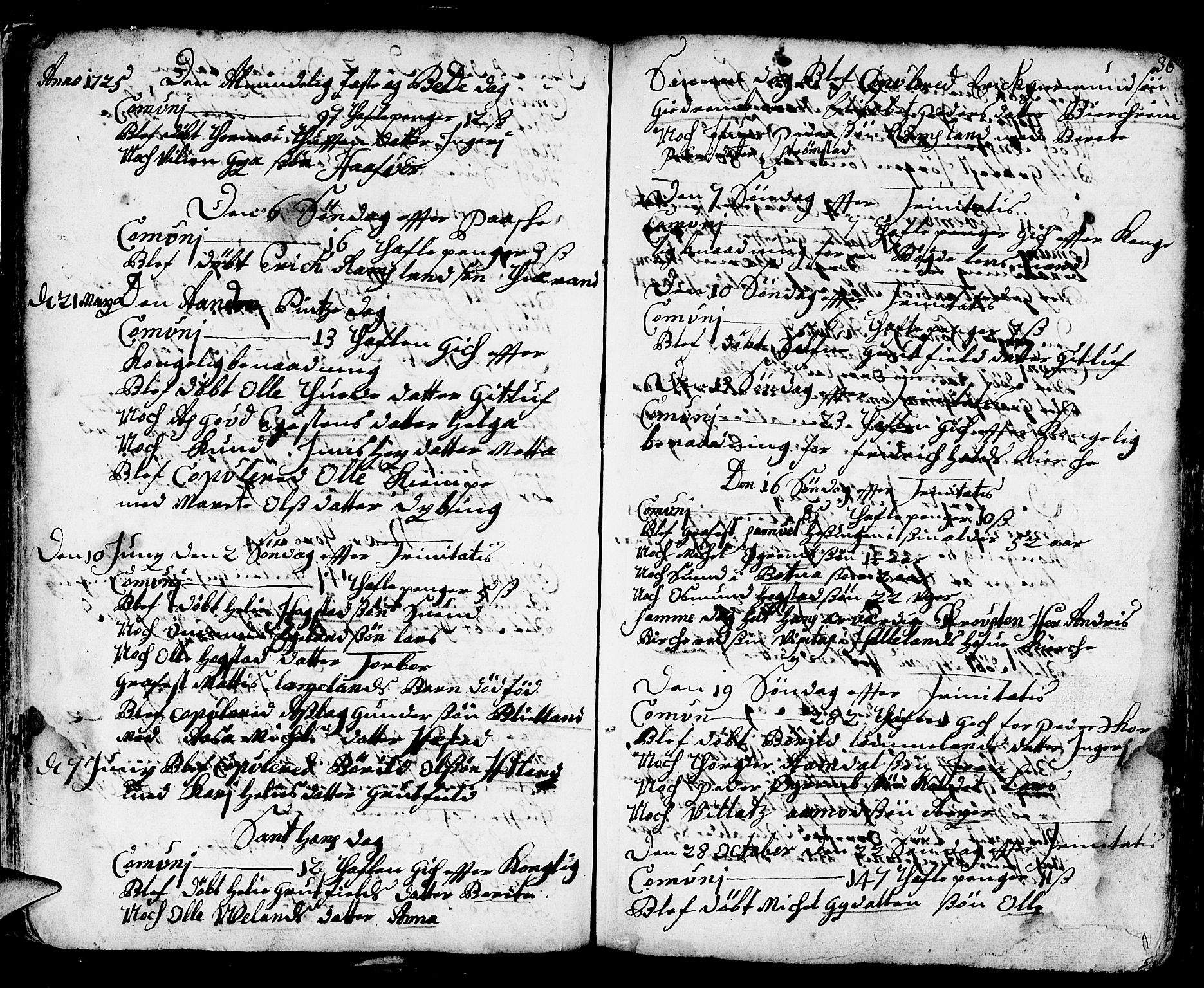 Helleland sokneprestkontor, SAST/A-101810: Parish register (official) no. A 1 /1, 1713-1761, p. 36