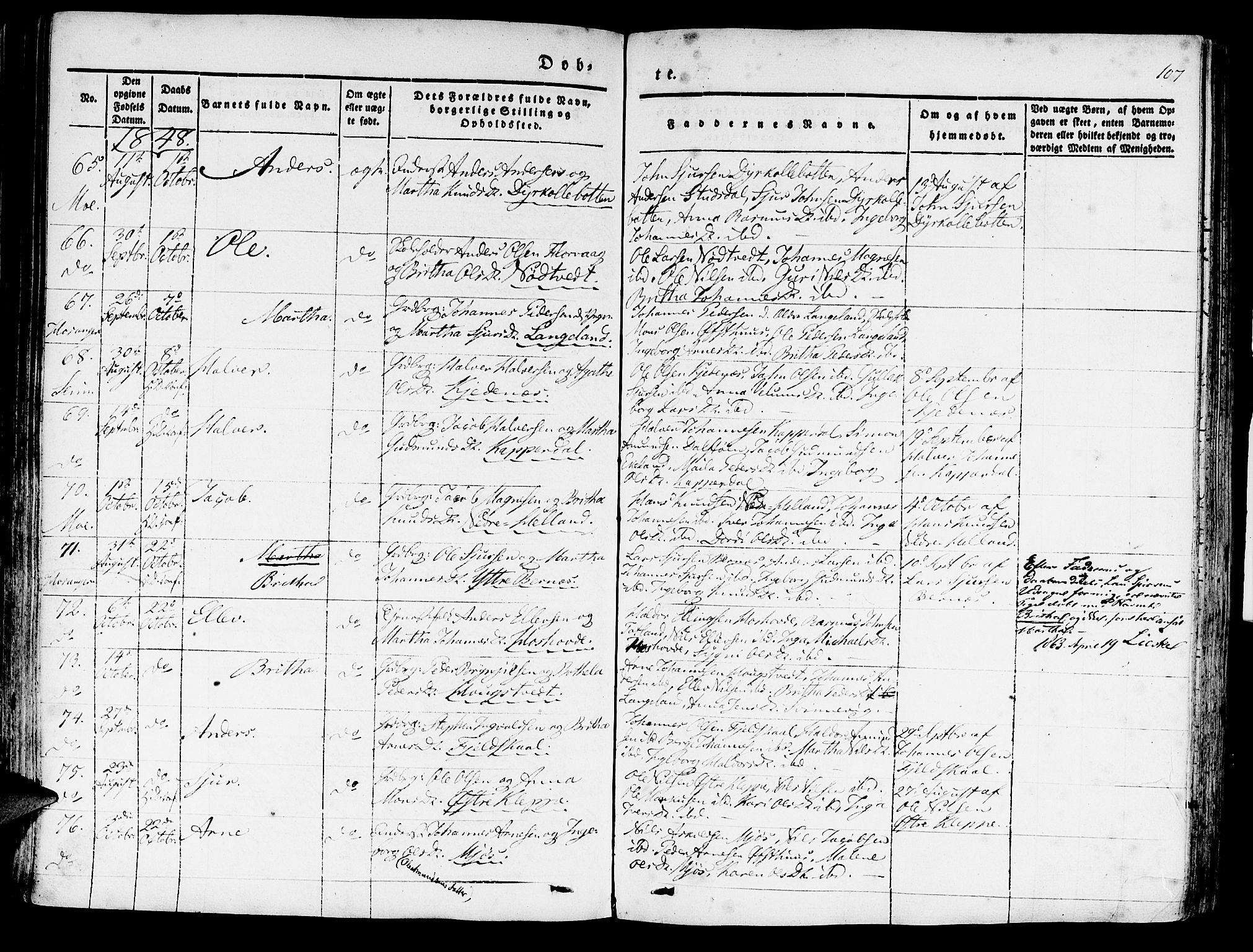 Hosanger sokneprestembete, AV/SAB-A-75801/H/Haa: Parish register (official) no. A 7, 1835-1848, p. 107