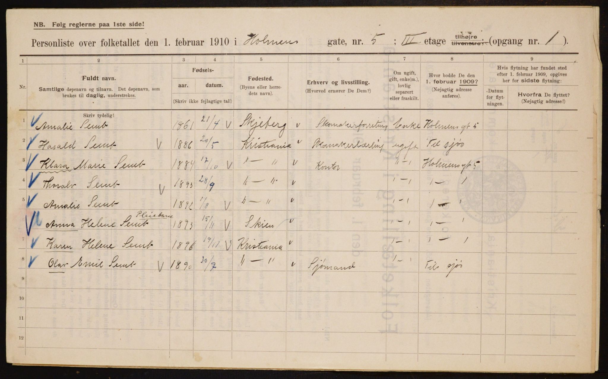 OBA, Municipal Census 1910 for Kristiania, 1910, p. 40093