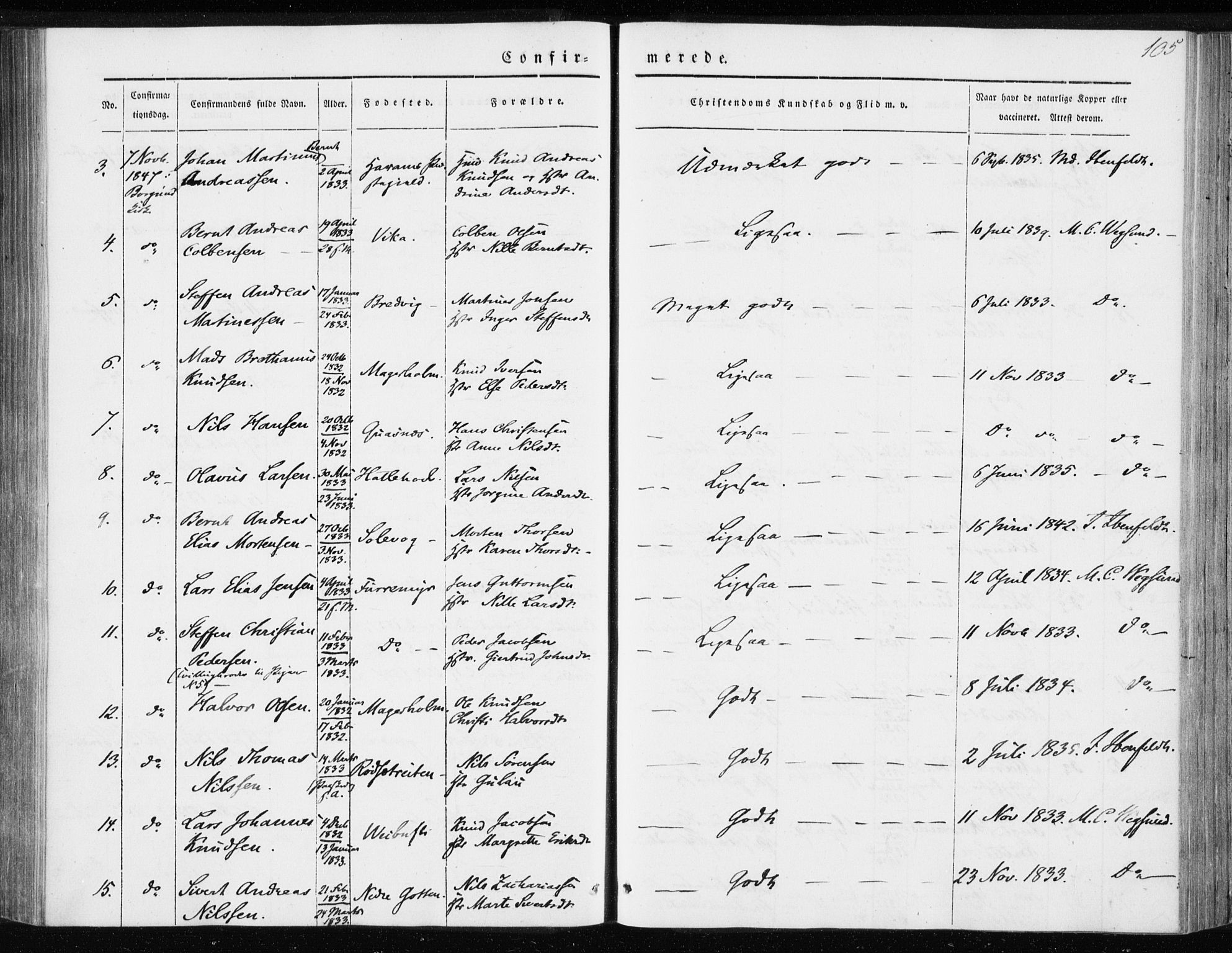 Ministerialprotokoller, klokkerbøker og fødselsregistre - Møre og Romsdal, AV/SAT-A-1454/528/L0415: Curate's parish register no. 528B03, 1843-1852, p. 105