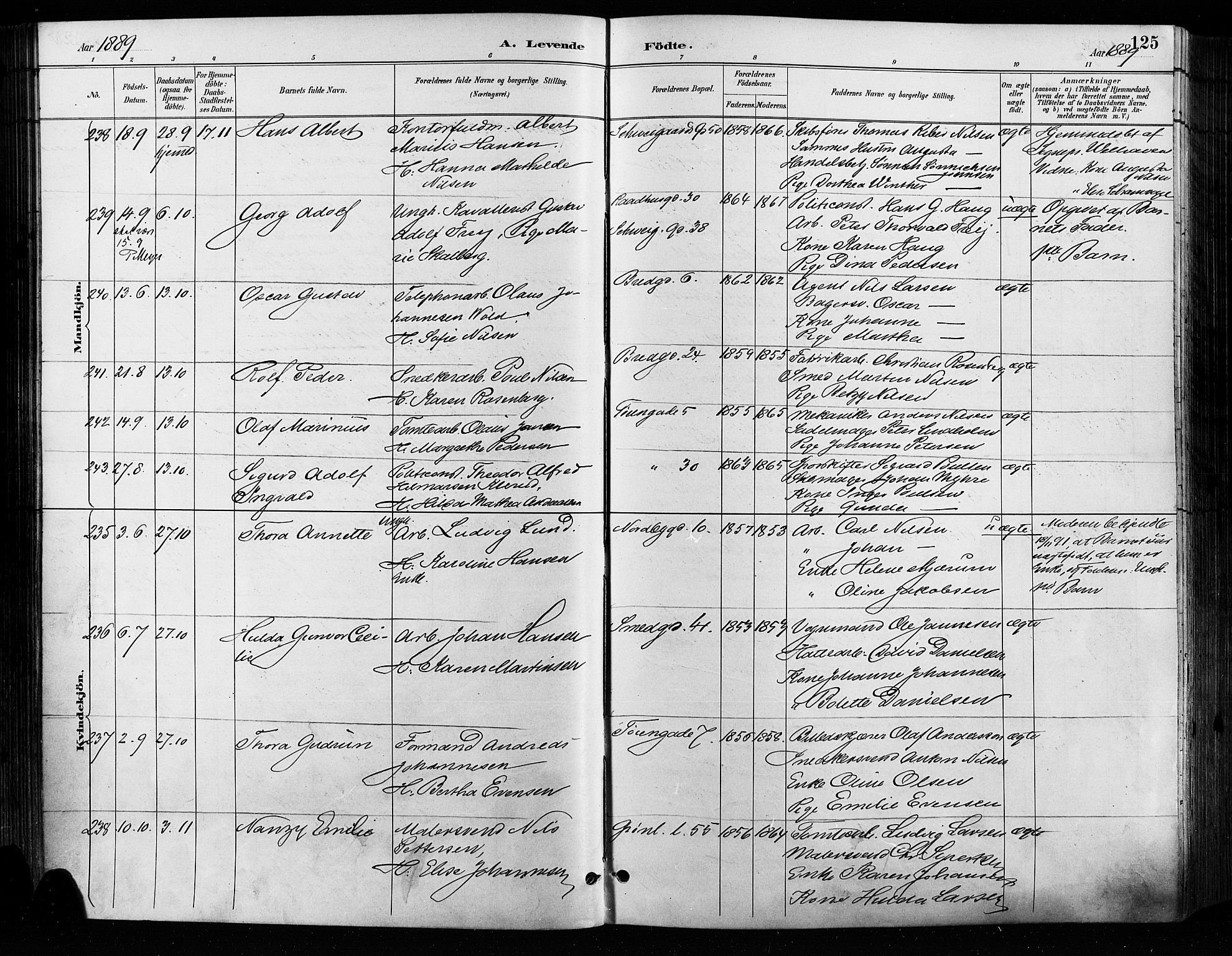 Grønland prestekontor Kirkebøker, AV/SAO-A-10848/F/Fa/L0009: Parish register (official) no. 9, 1888-1893, p. 125