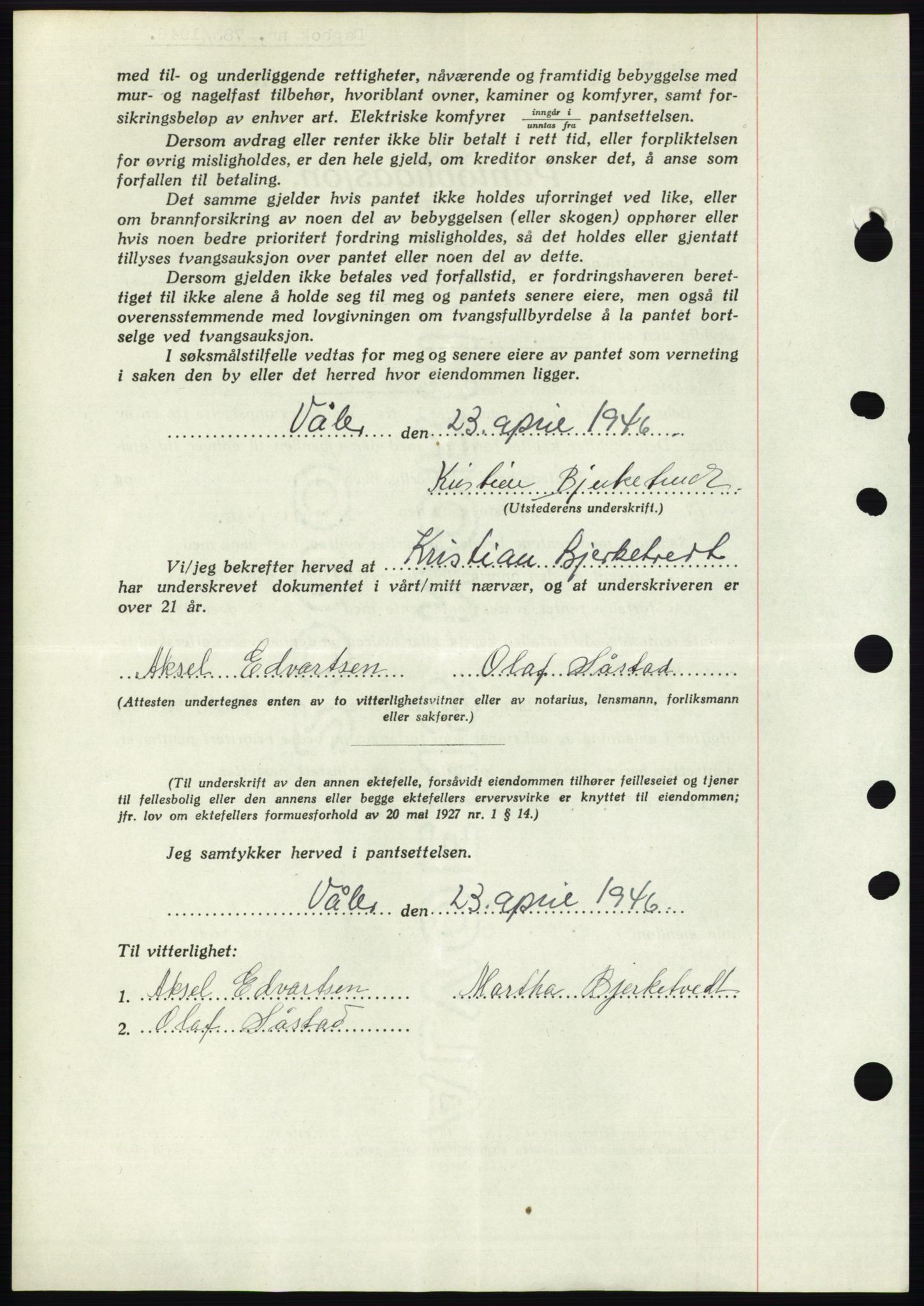 Moss sorenskriveri, SAO/A-10168: Mortgage book no. B15, 1946-1946, Diary no: : 783/1946