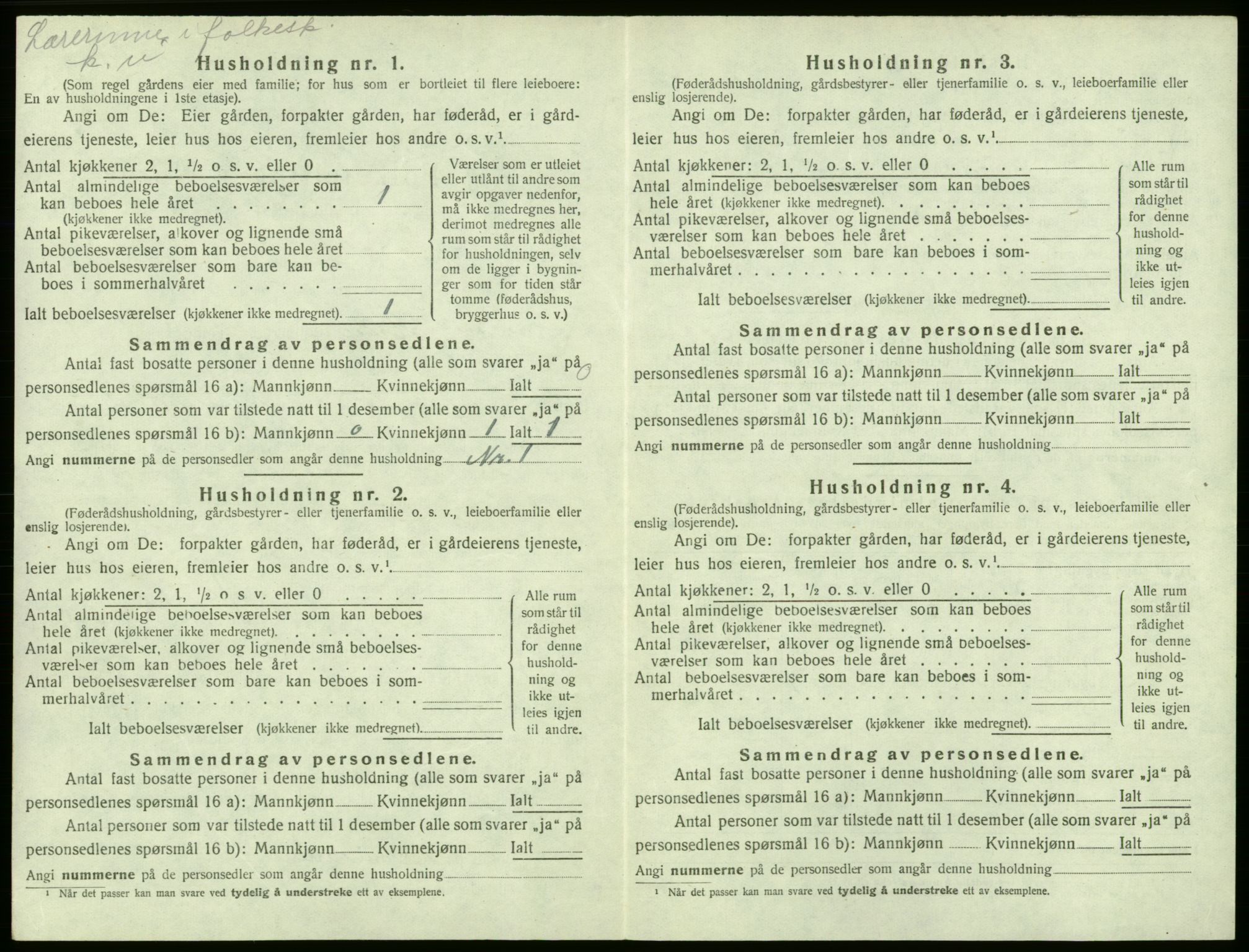 SAB, 1920 census for Kvam, 1920, p. 129