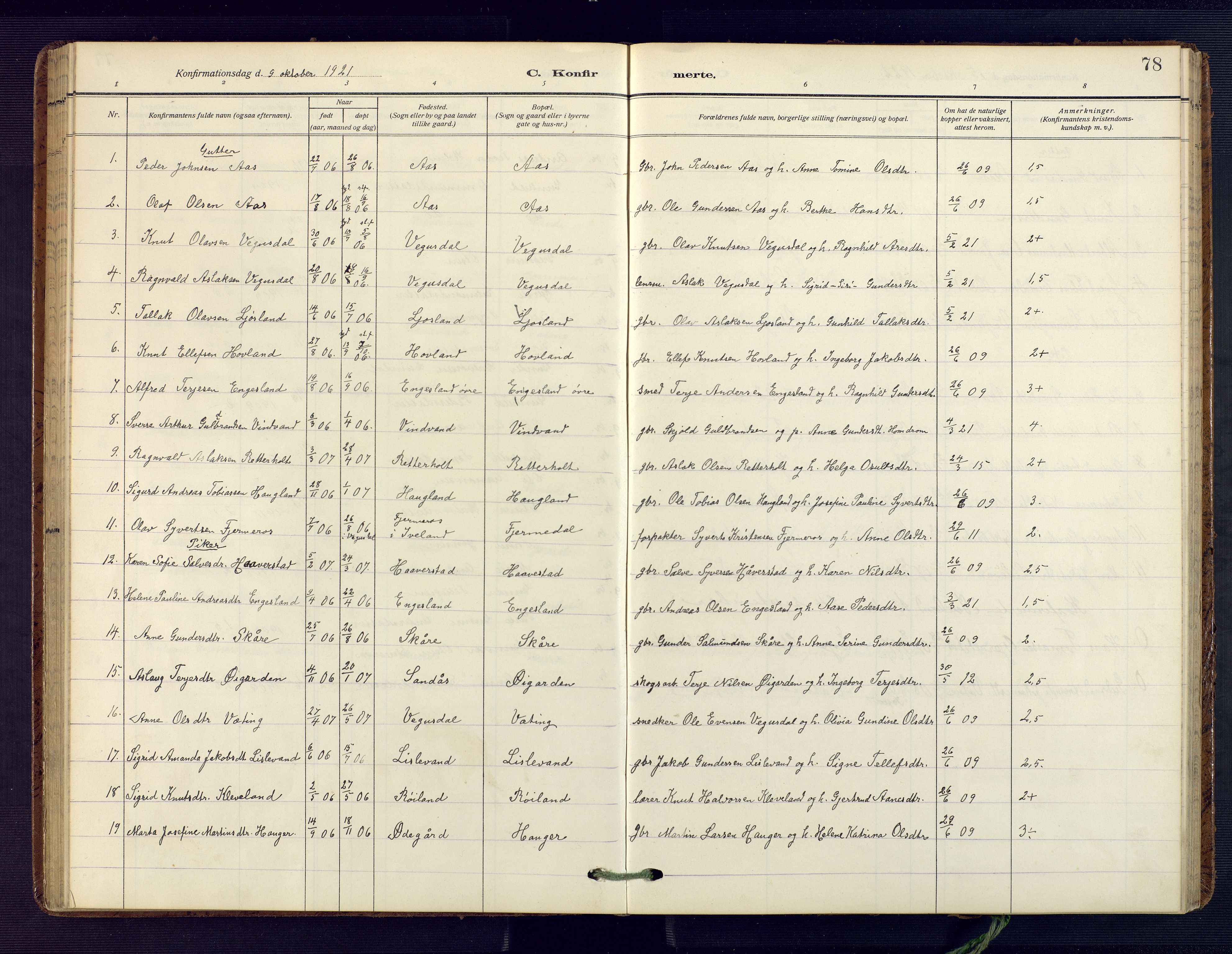 Herefoss sokneprestkontor, SAK/1111-0019/F/Fa/Fab/L0005: Parish register (official) no. A 5, 1910-1932, p. 78