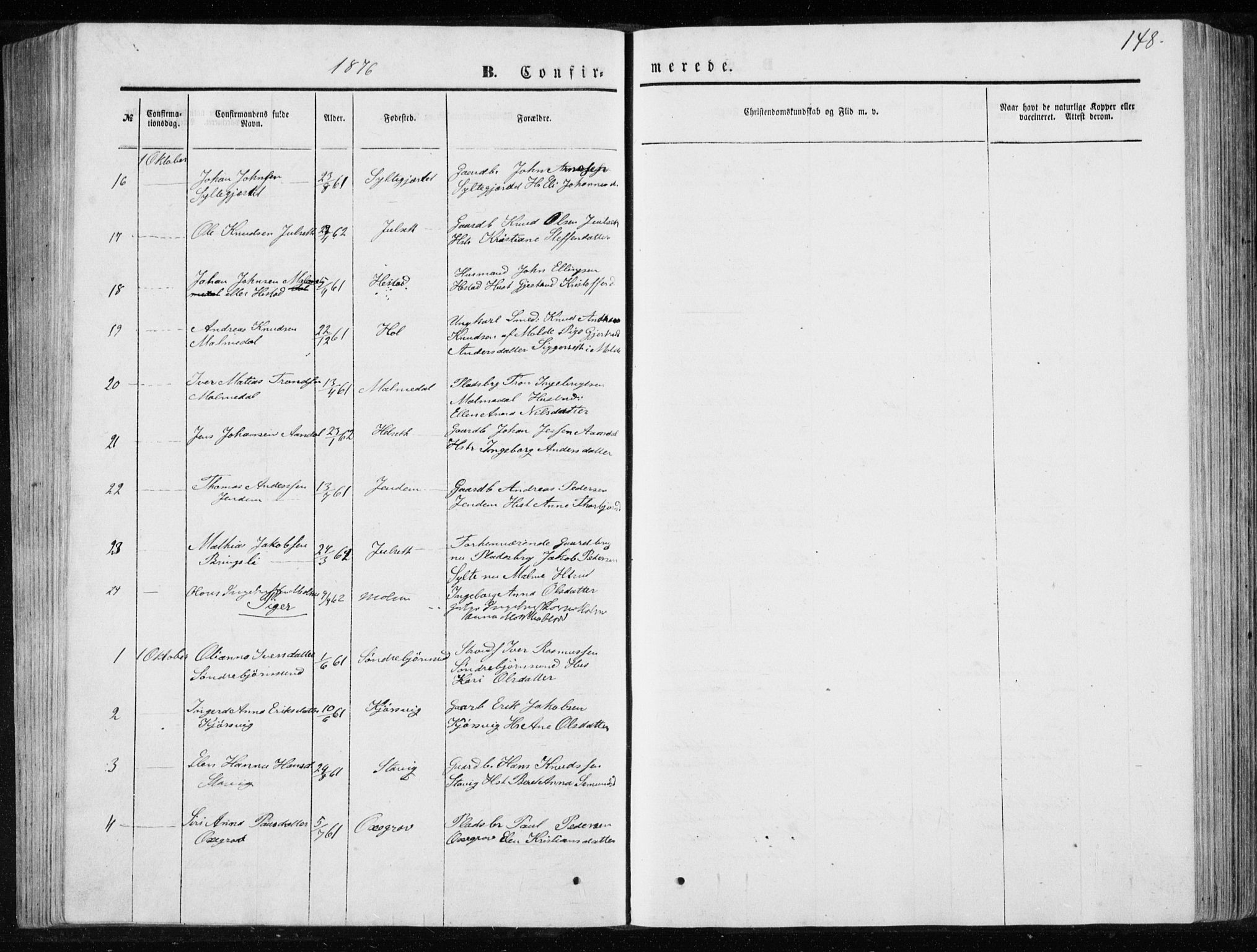 Ministerialprotokoller, klokkerbøker og fødselsregistre - Møre og Romsdal, AV/SAT-A-1454/565/L0754: Parish register (copy) no. 565C03, 1870-1896, p. 148