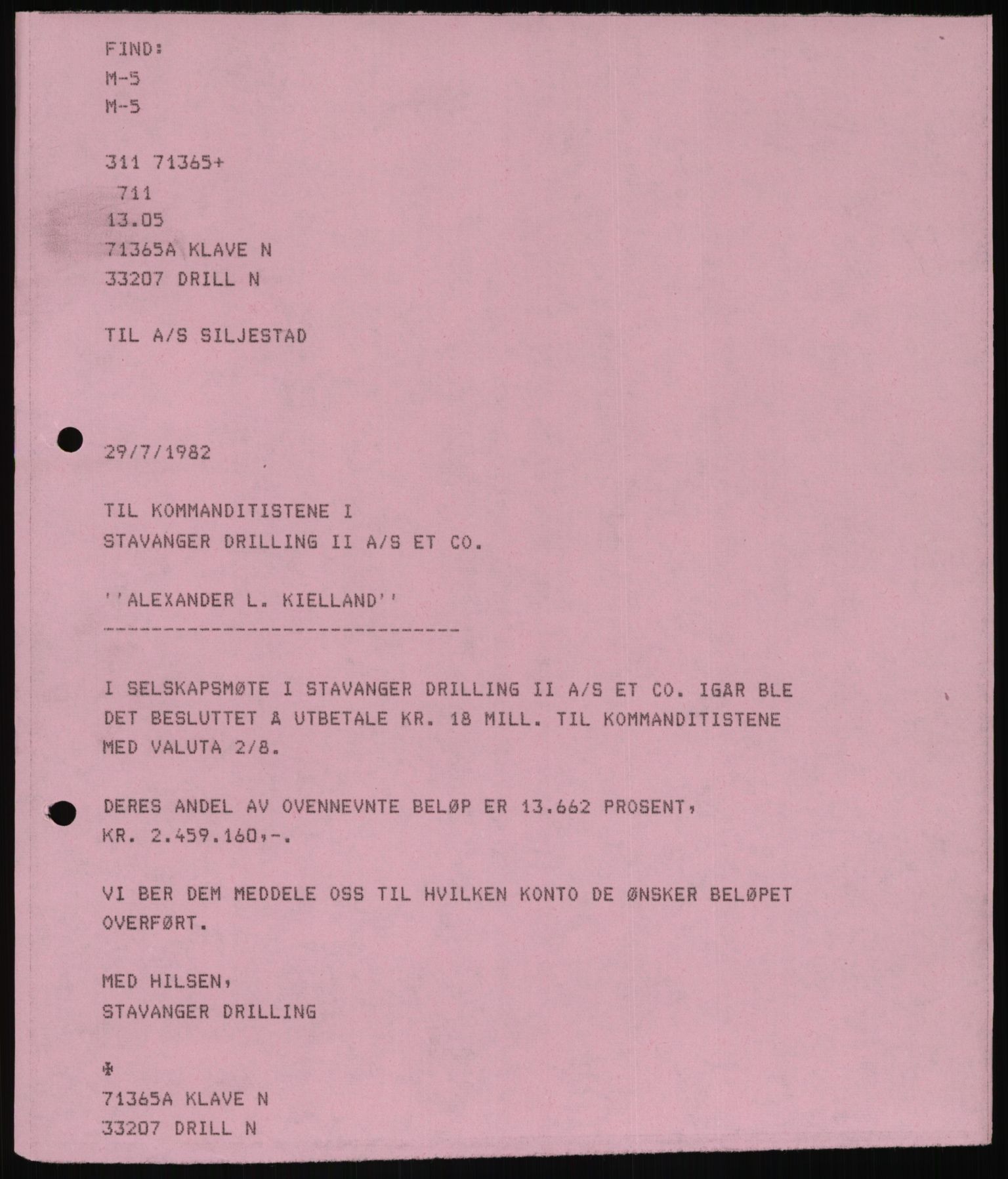 Pa 1503 - Stavanger Drilling AS, AV/SAST-A-101906/D/L0006: Korrespondanse og saksdokumenter, 1974-1984, p. 241