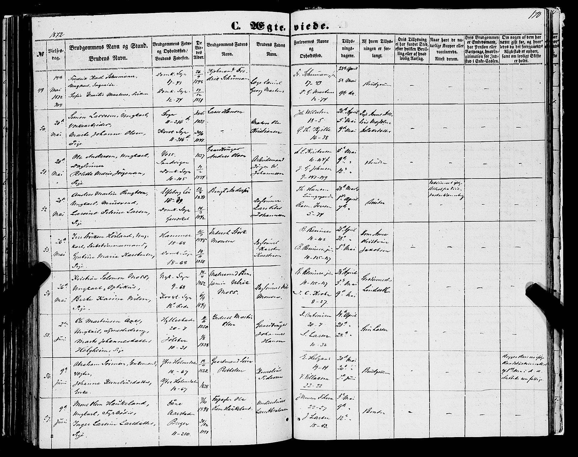 Domkirken sokneprestembete, AV/SAB-A-74801/H/Haa/L0034: Parish register (official) no. D 2, 1853-1874, p. 170