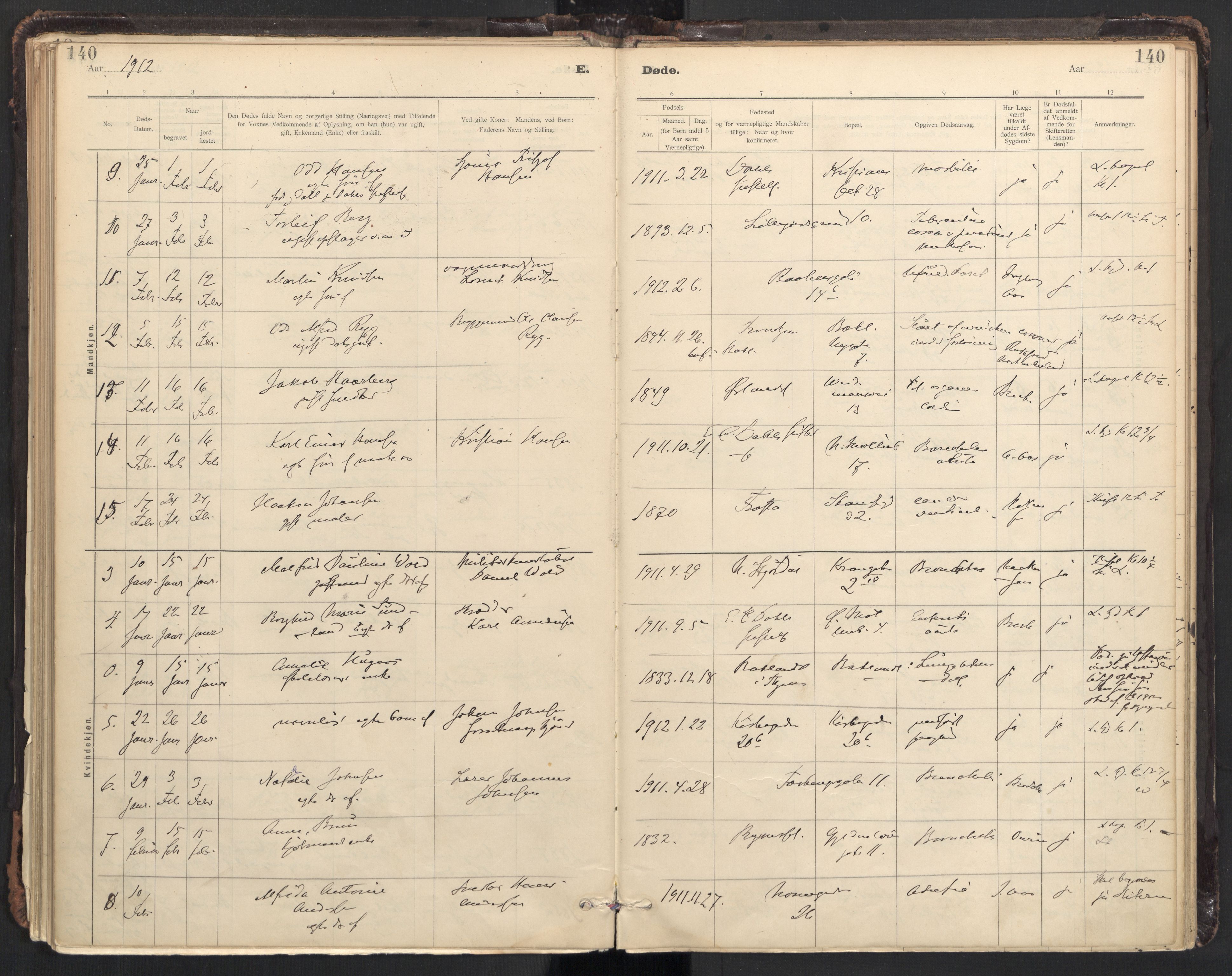 Ministerialprotokoller, klokkerbøker og fødselsregistre - Sør-Trøndelag, SAT/A-1456/604/L0204: Parish register (official) no. 604A24, 1911-1920, p. 140