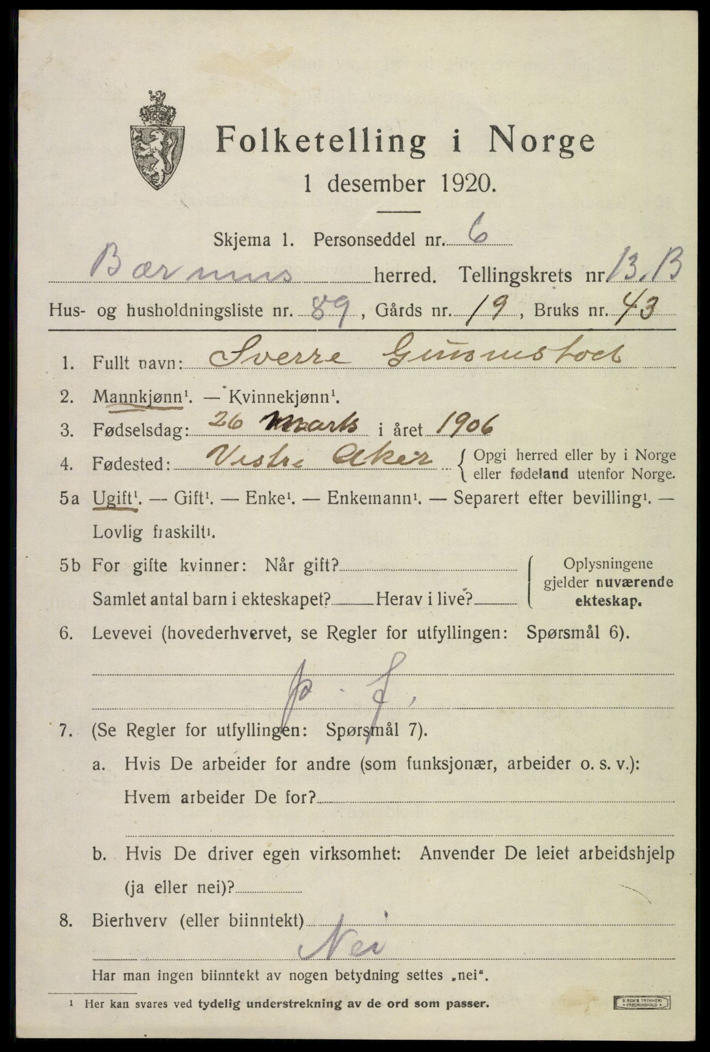 SAO, 1920 census for Bærum, 1920, p. 35638