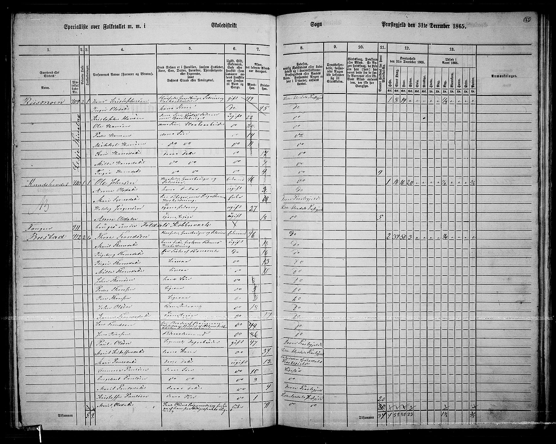 RA, 1865 census for Lille Elvedalen, 1865, p. 103