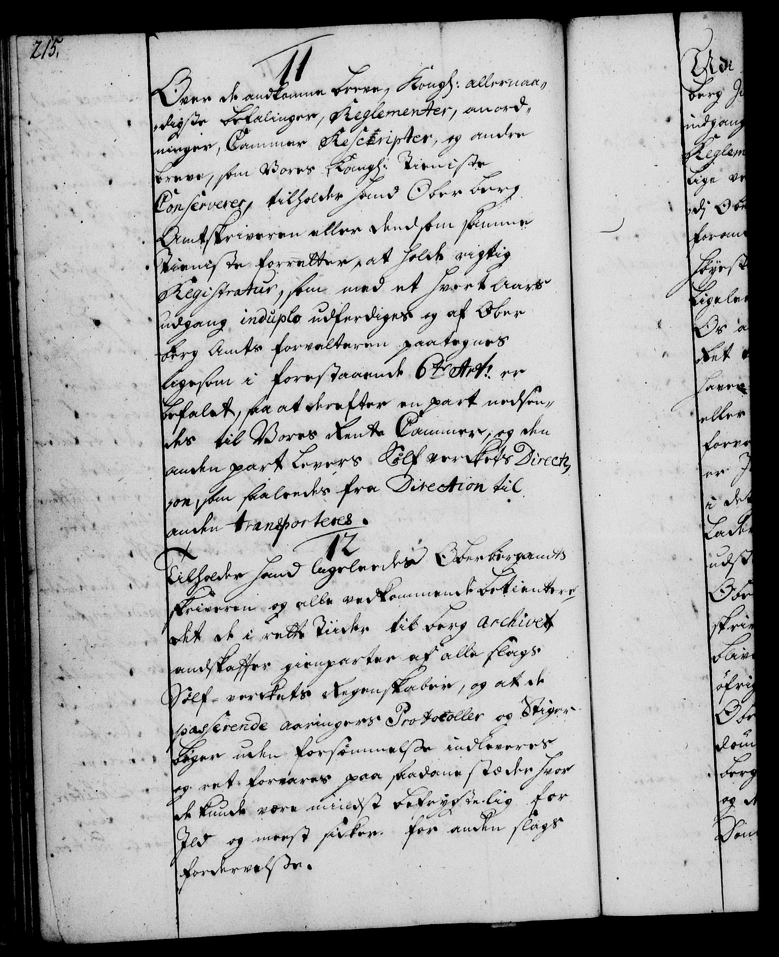 Rentekammeret, Kammerkanselliet, RA/EA-3111/G/Gg/Ggi/L0002: Norsk instruksjonsprotokoll med register (merket RK 53.35), 1729-1751, p. 215