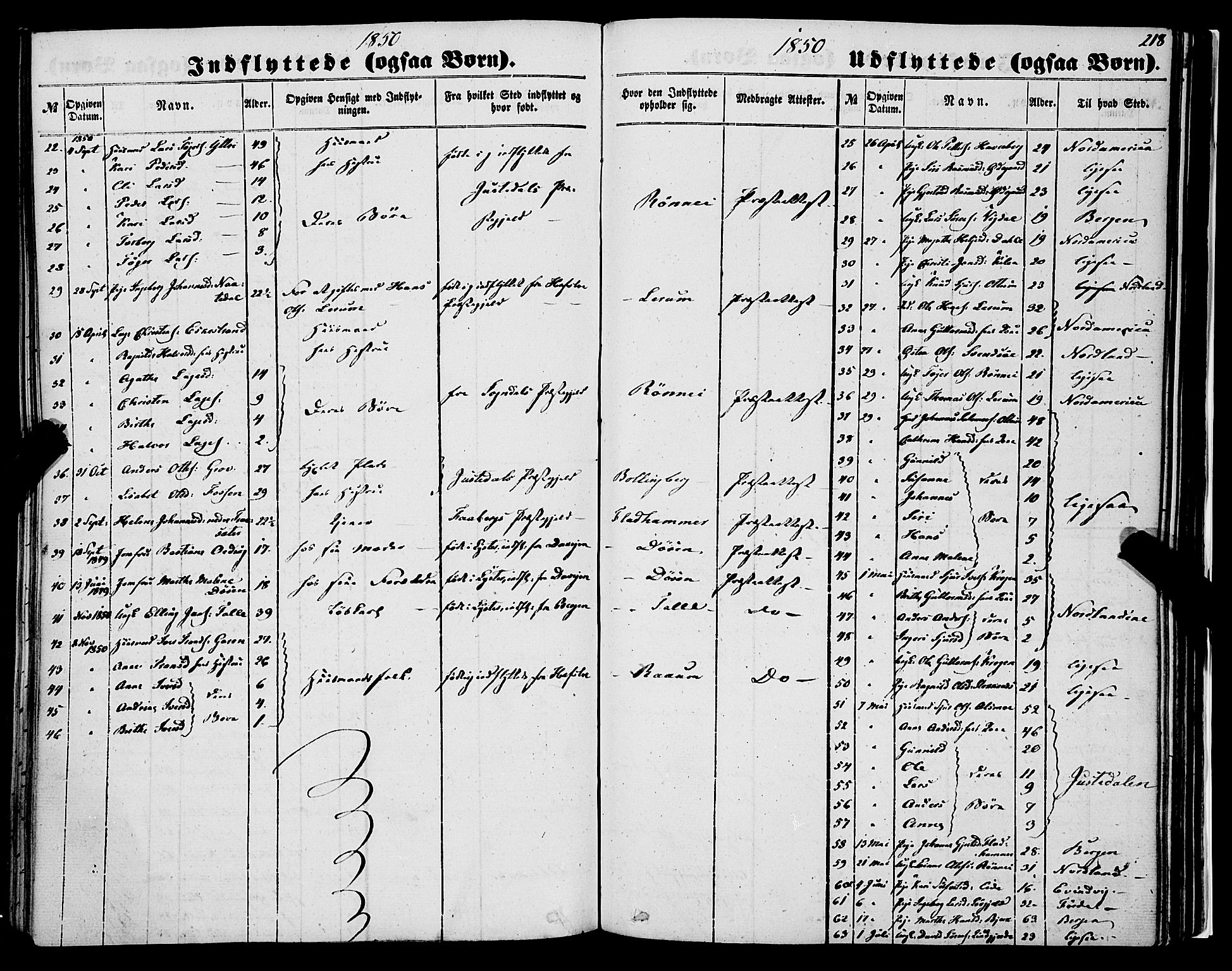 Luster sokneprestembete, SAB/A-81101/H/Haa/Haaa/L0007: Parish register (official) no. A 7, 1849-1859, p. 218