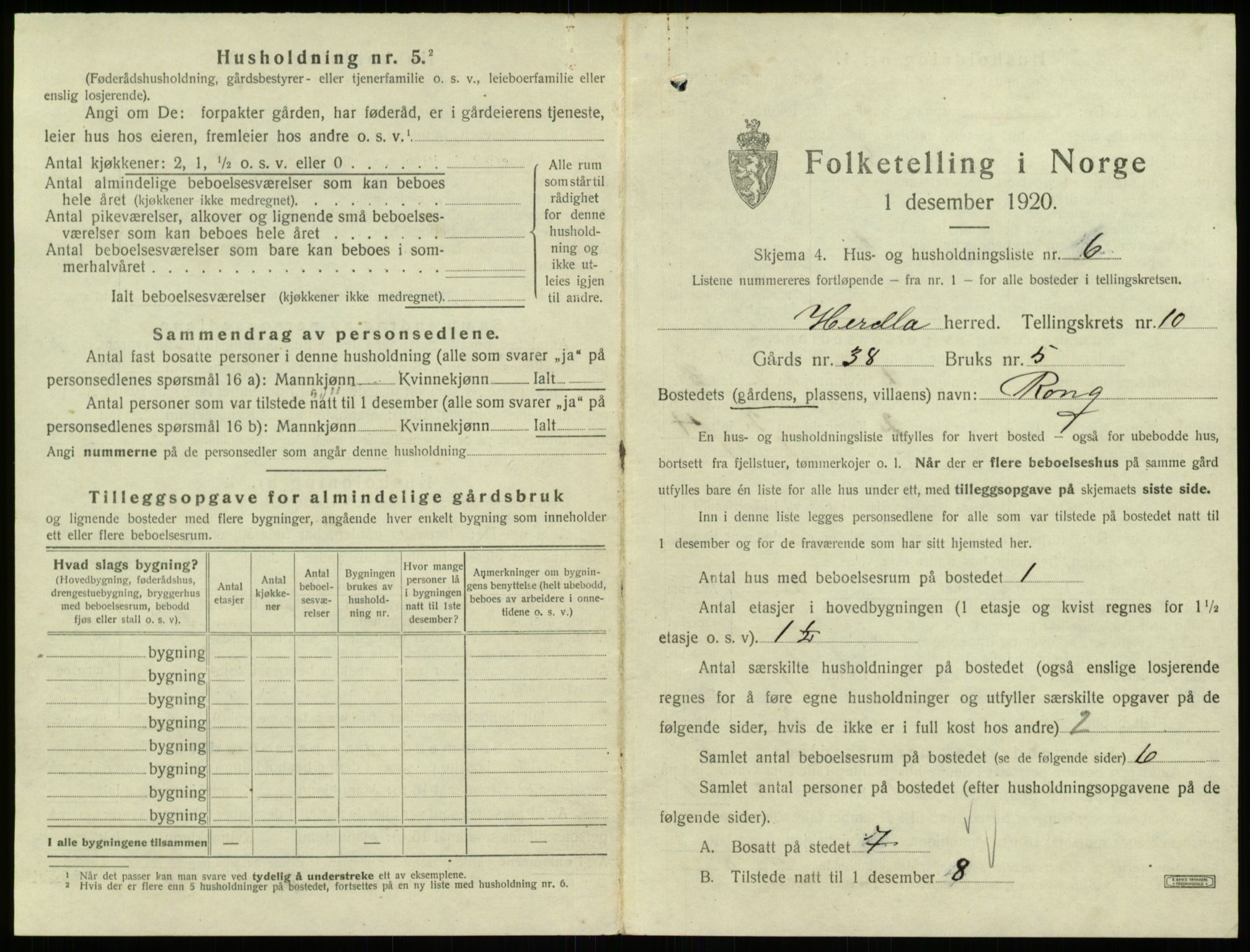 SAB, 1920 census for Herdla, 1920, p. 935