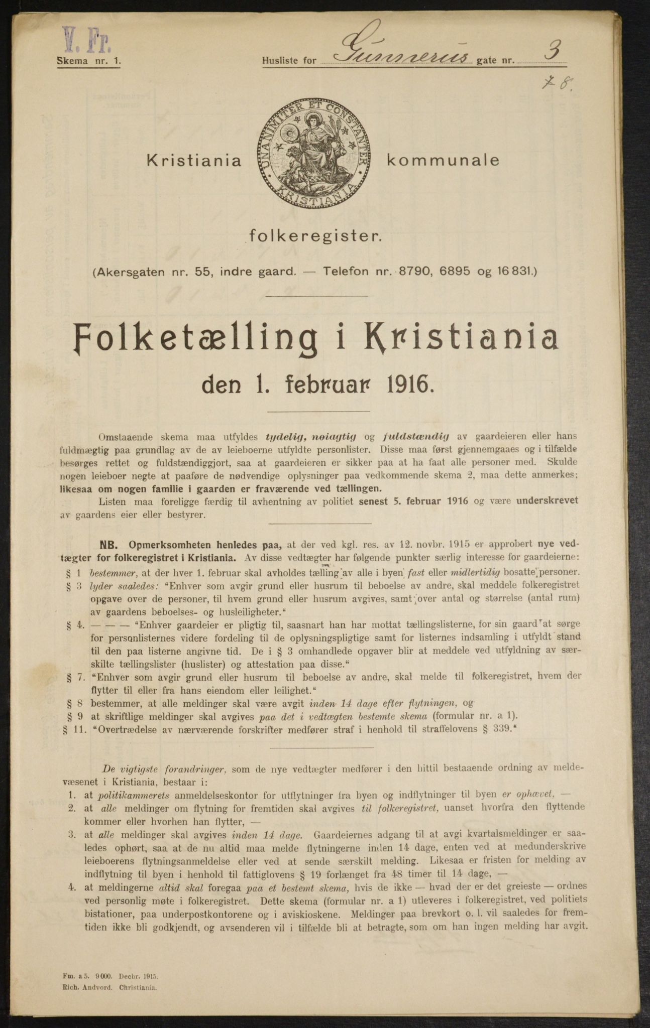 OBA, Municipal Census 1916 for Kristiania, 1916, p. 5266