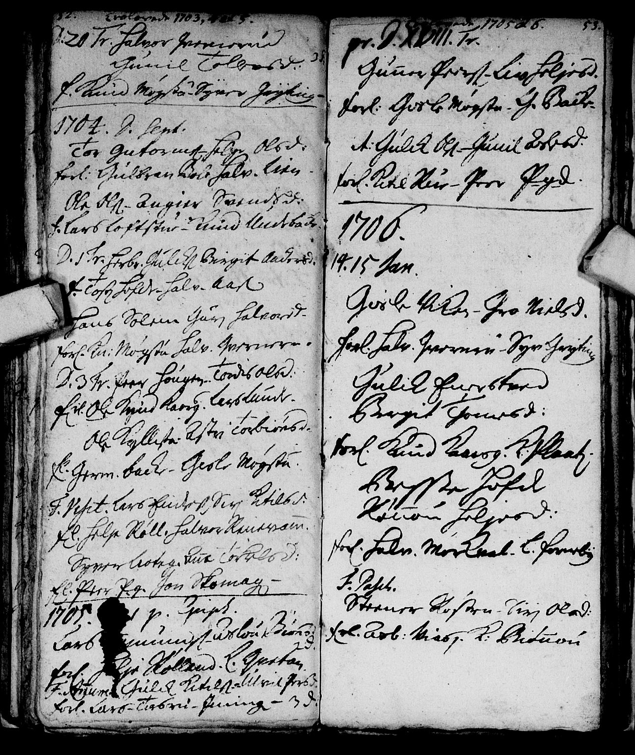 Nore kirkebøker, SAKO/A-238/F/Fc/L0001: Parish register (official) no. III 1, 1696-1714, p. 52-53