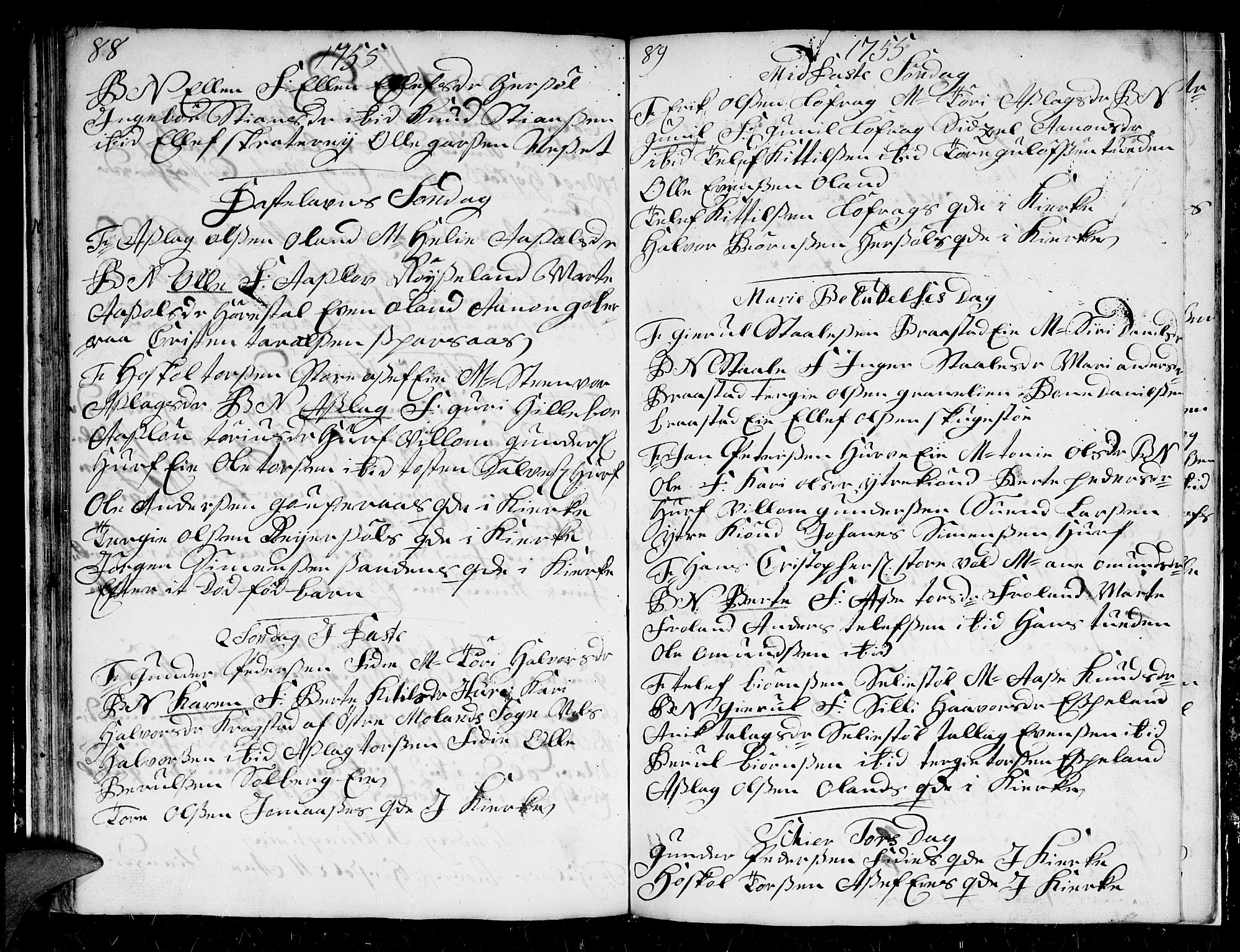 Froland sokneprestkontor, AV/SAK-1111-0013/F/Fb/L0002: Parish register (copy) no. B 2, 1747-1759, p. 88-89