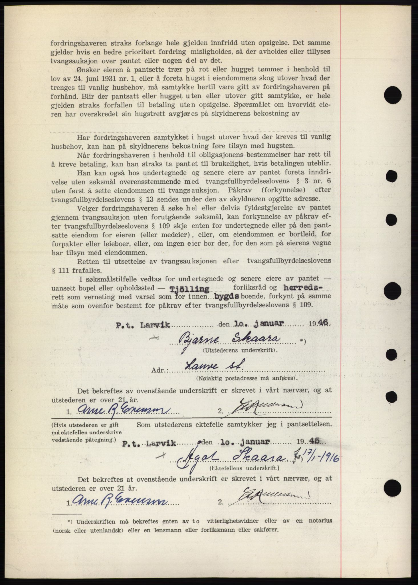 Larvik sorenskriveri, AV/SAKO-A-83/G/Ga/Gac/L0009b: Mortgage book no. B-9b, 1946-1946, Diary no: : 76/1946