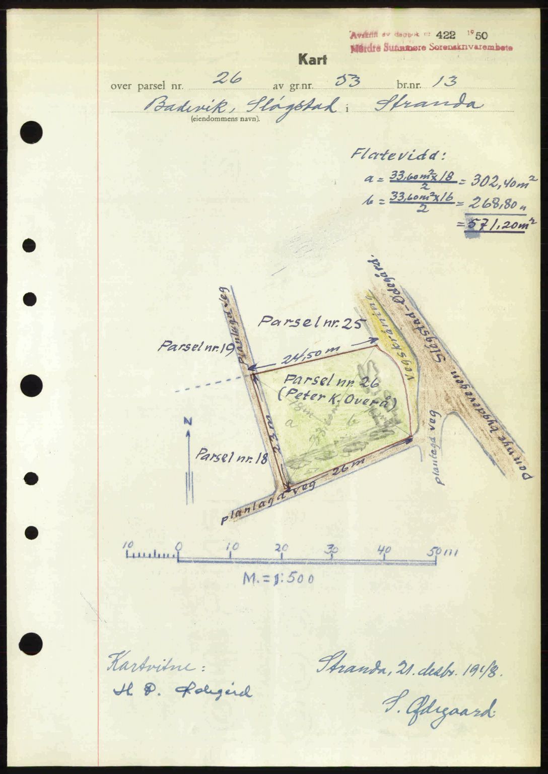 Nordre Sunnmøre sorenskriveri, AV/SAT-A-0006/1/2/2C/2Ca: Mortgage book no. A33, 1949-1950, Diary no: : 422/1950