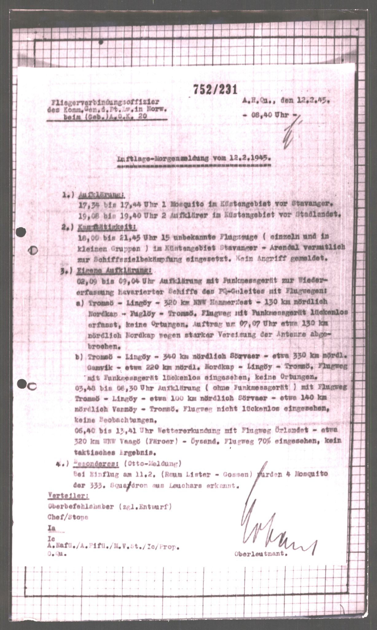 Forsvarets Overkommando. 2 kontor. Arkiv 11.4. Spredte tyske arkivsaker, AV/RA-RAFA-7031/D/Dar/Dara/L0003: Krigsdagbøker for 20. Gebirgs-Armee-Oberkommando (AOK 20), 1945, p. 26