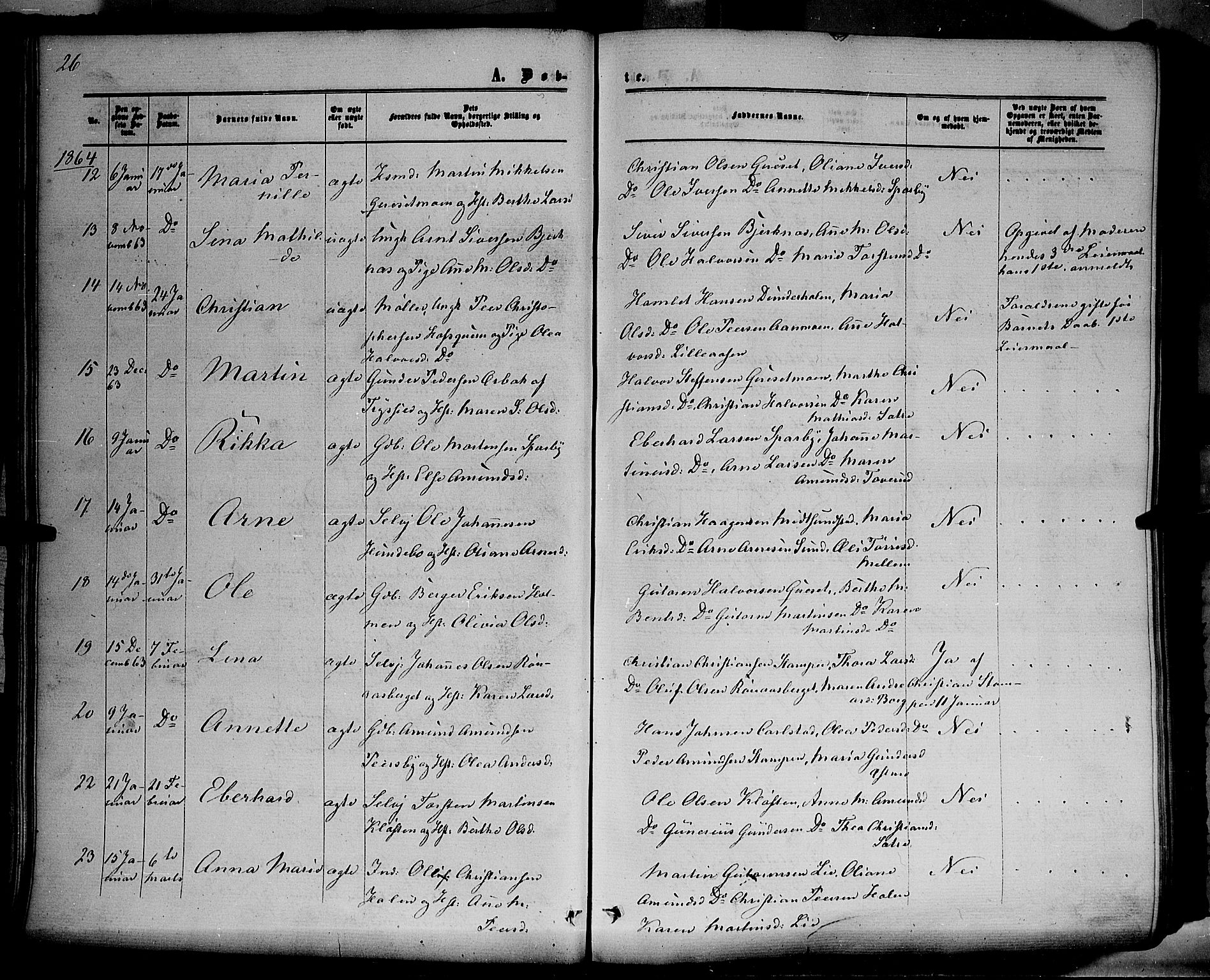 Hof prestekontor, AV/SAH-PREST-038/H/Ha/Haa/L0009: Parish register (official) no. 9, 1862-1877, p. 26