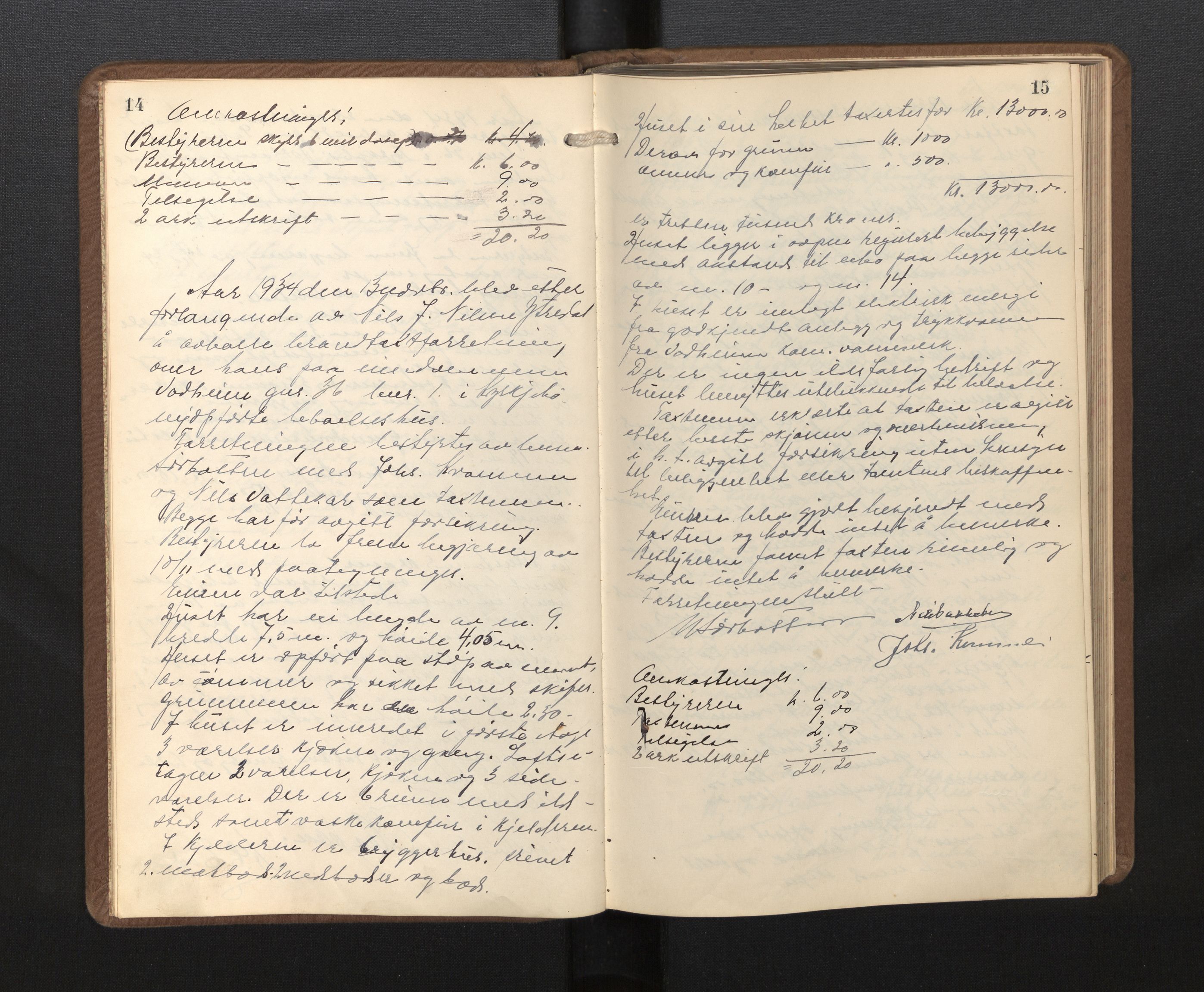 Lensmannen i Kyrkjebø, AV/SAB-A-29001/0012/L0002: Branntakstprotokoll, 1934-1944, p. 14-15