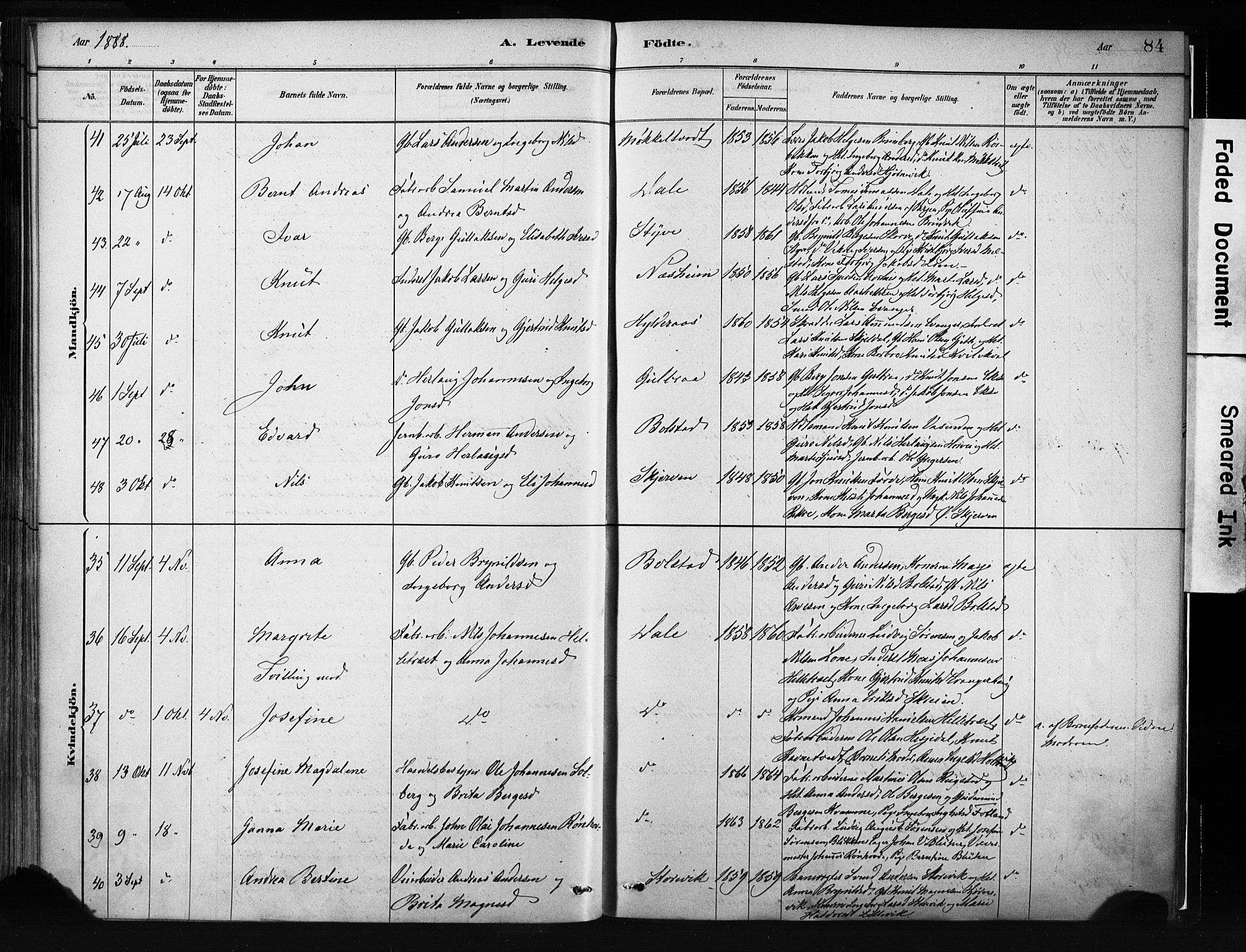 Evanger sokneprestembete, SAB/A-99924: Parish register (official) no. A 1, 1877-1899, p. 84