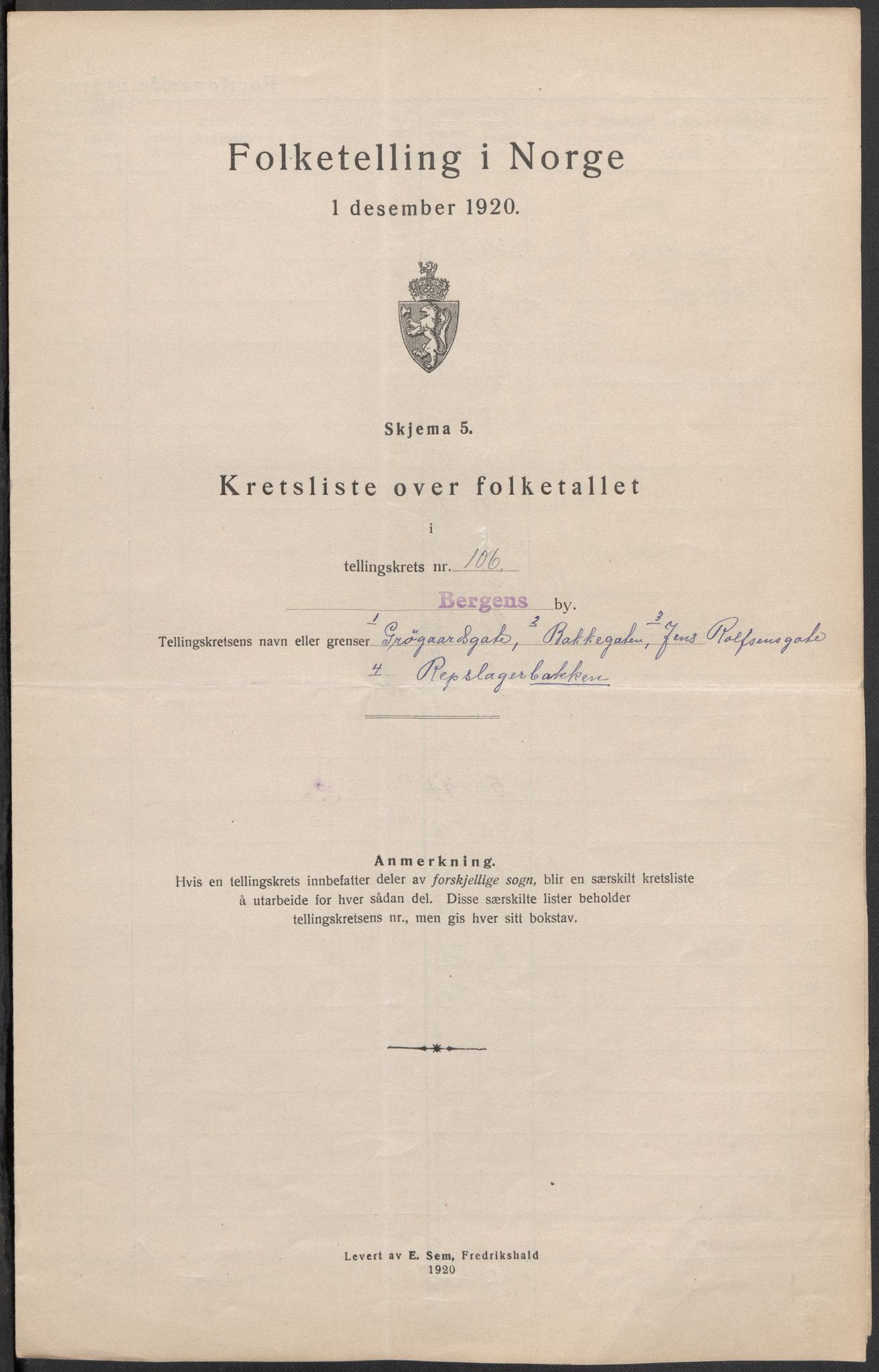 SAB, 1920 census for Bergen, 1920, p. 333