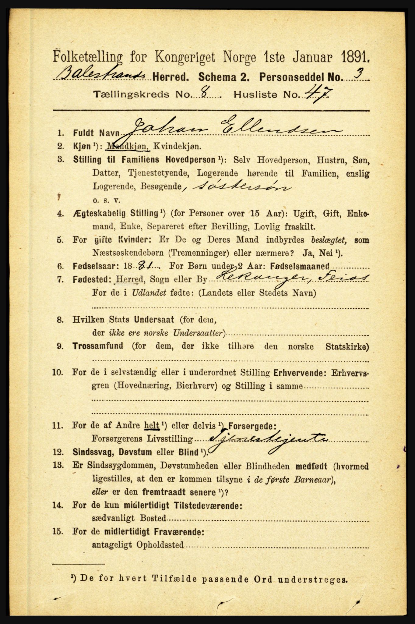 RA, 1891 census for 1418 Balestrand, 1891, p. 2010