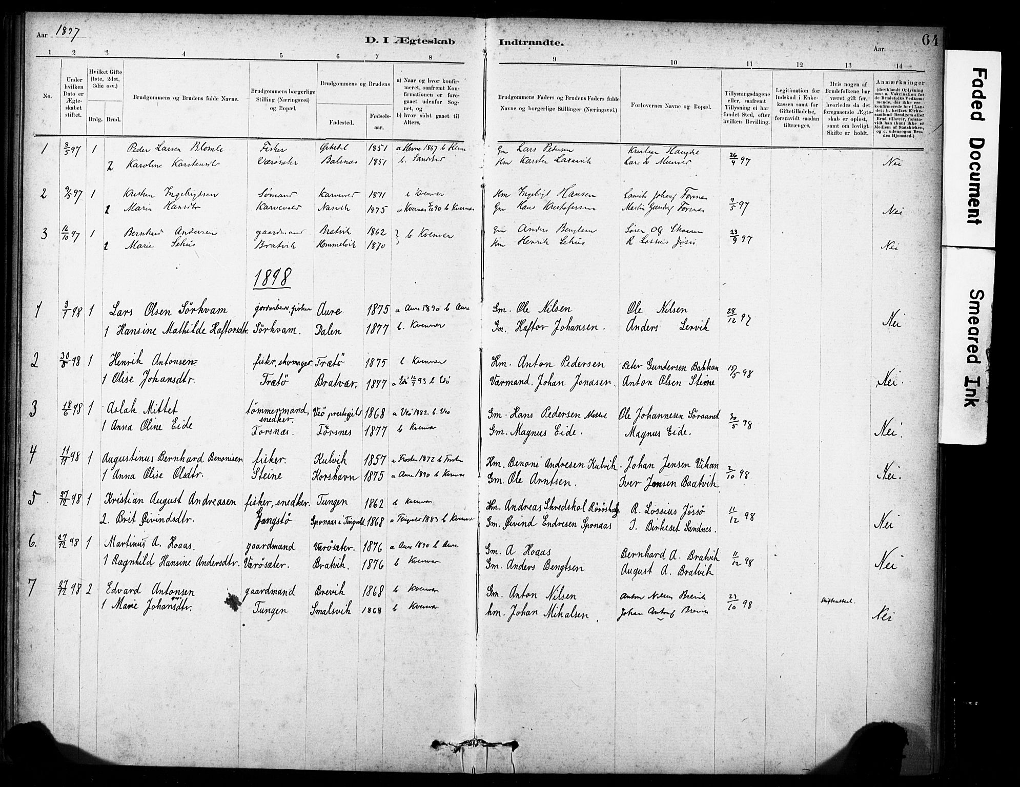 Ministerialprotokoller, klokkerbøker og fødselsregistre - Sør-Trøndelag, SAT/A-1456/635/L0551: Parish register (official) no. 635A01, 1882-1899, p. 64